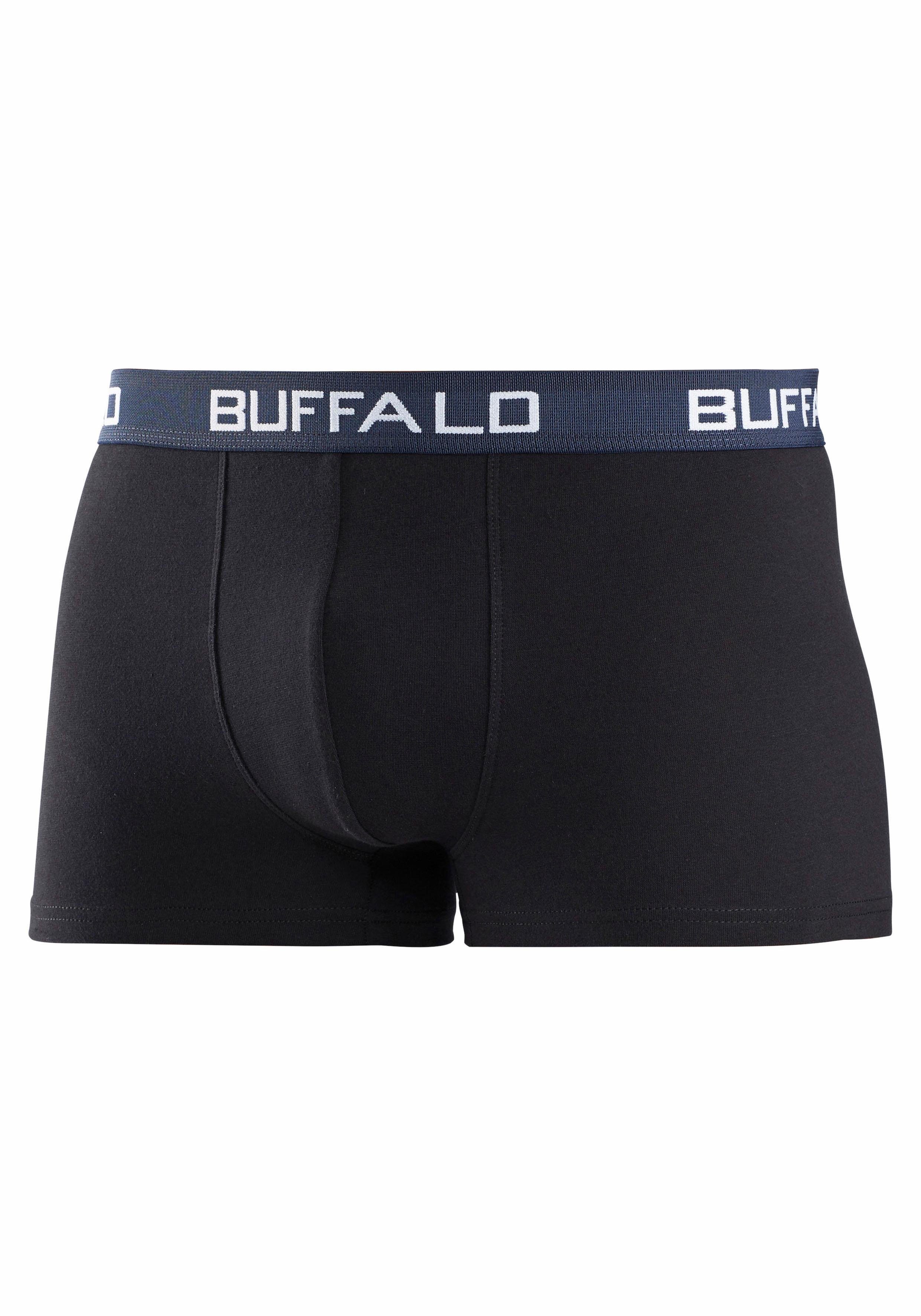 Buffalo Boxer für schwarz-grün, Jungen schwarz-türkis, 3-St) (Packung, kontrastfarbenem schwarz-marine Bündchen mit