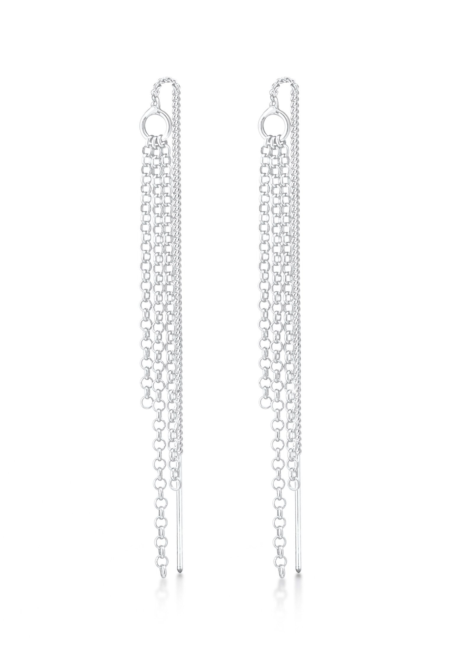 Paar Ohrhänger Durchzieher Ketten Style Elegant 925 Silber