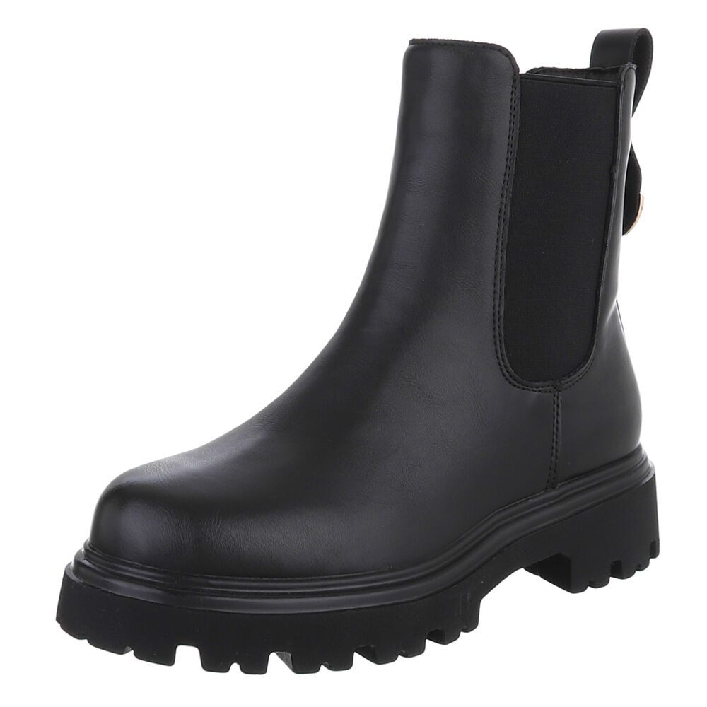 Ital-Design Echte Leder Chelsea-Boots mit Profilsohle für Damen Plateaustie günstig online kaufen