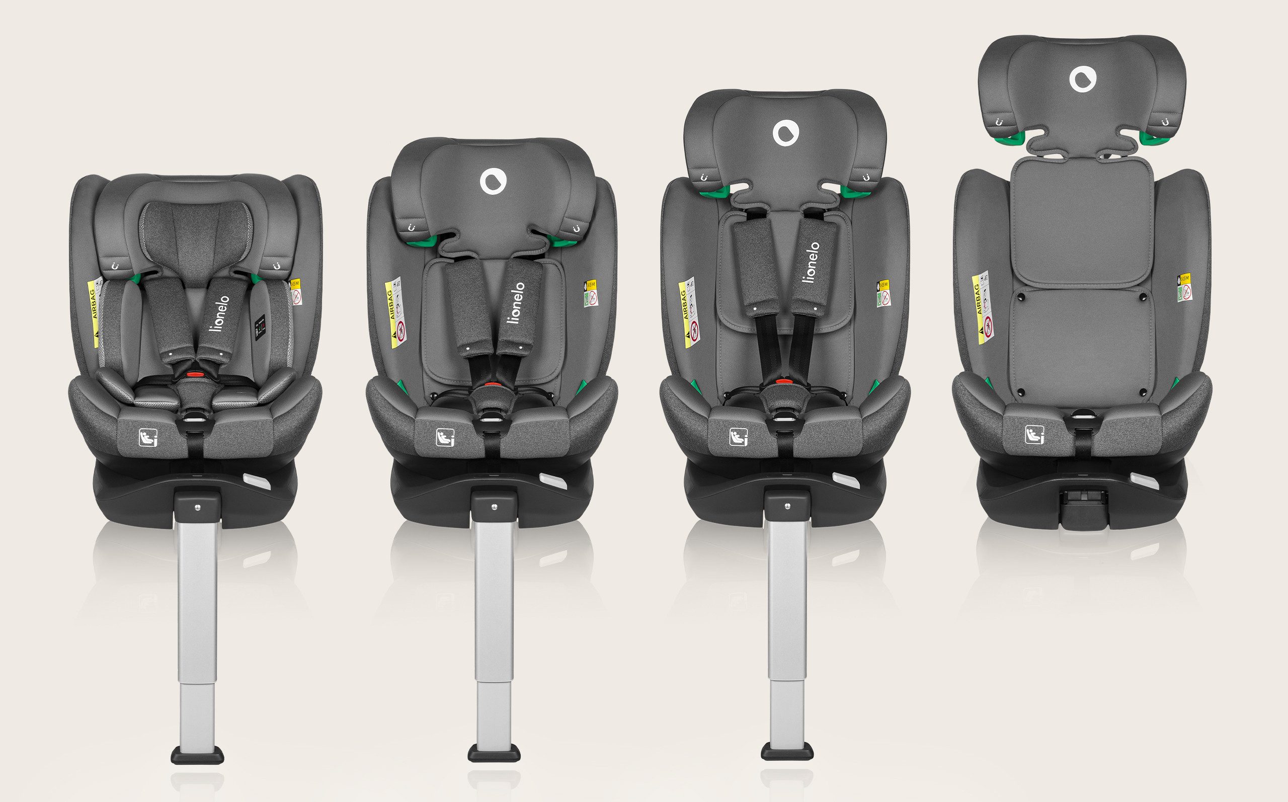 lionelo Autokindersitz BRAAM i-SIZE, ab: ab Geburt, bis: bis 36 kg (160 cm), ab: 40,00 cm, bis: 150,00 cm, (set), 4-in-1-Sitz / ISOFIX + Stabilisierungsfuß / sehr sicher