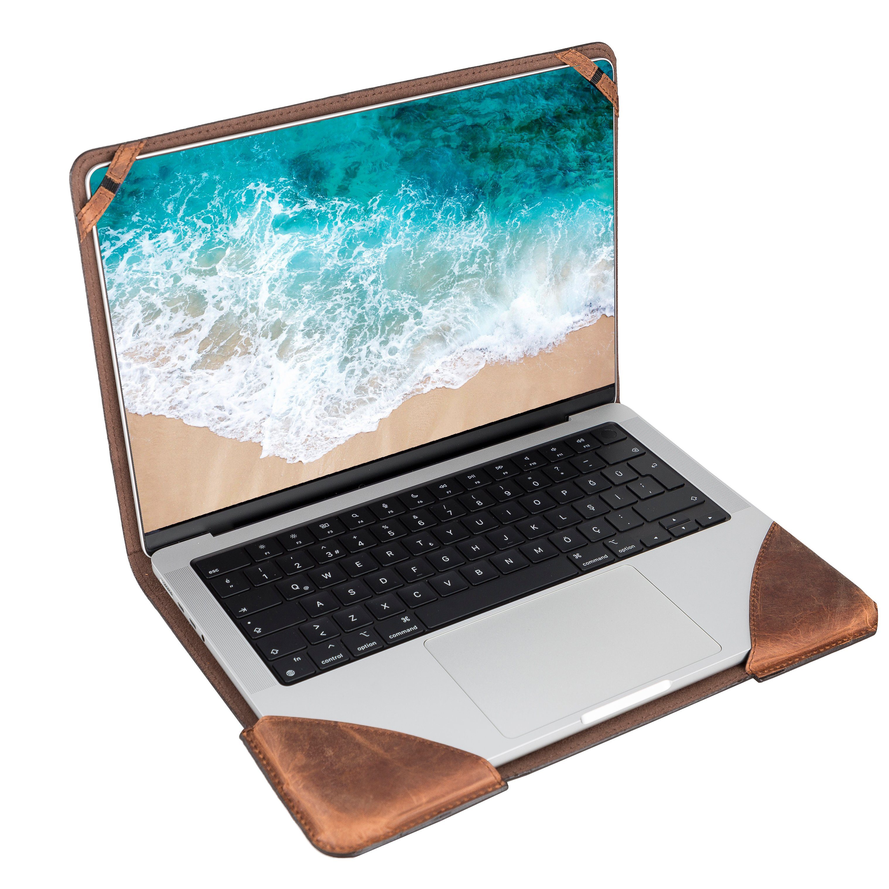 Solo Pelle Laptop-Hülle MacBook Pro 14 Zoll (2021) Ledertasche Case Hülle  Münich für das Apple MacBook Pro aus echtem Leder 35,6 cm (14 Zoll),  passend zu MacBook 14 Zoll