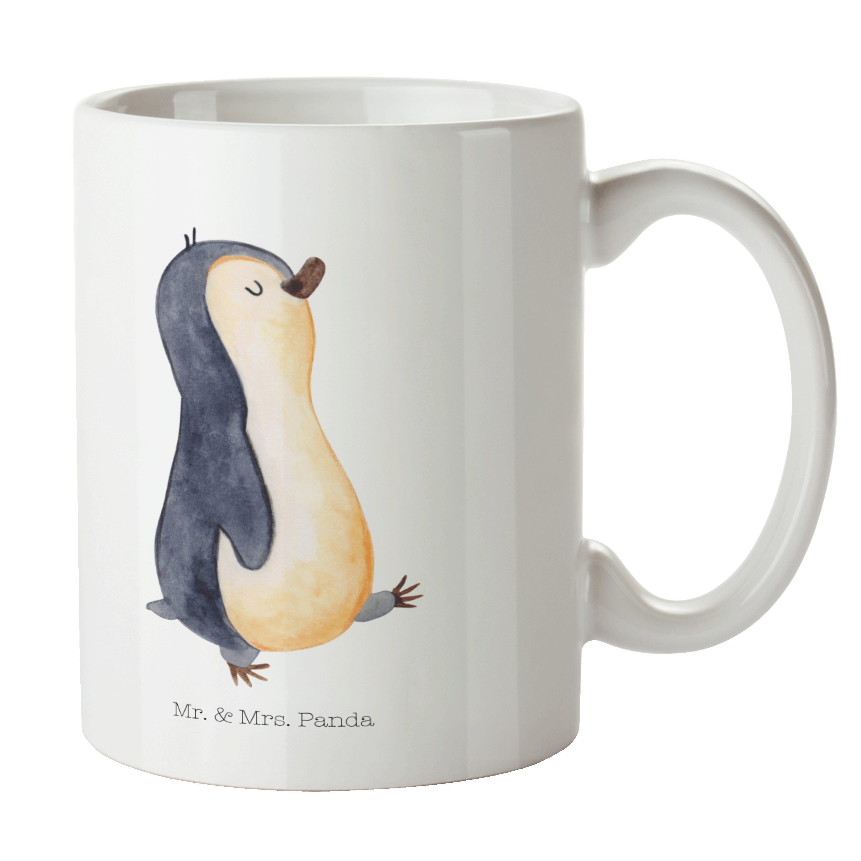 Mr. & Mrs. Panda Tasse Pinguin marschierend - Weiß - Geschenk, Tasse Sprüche, Porzellantasse, Keramik