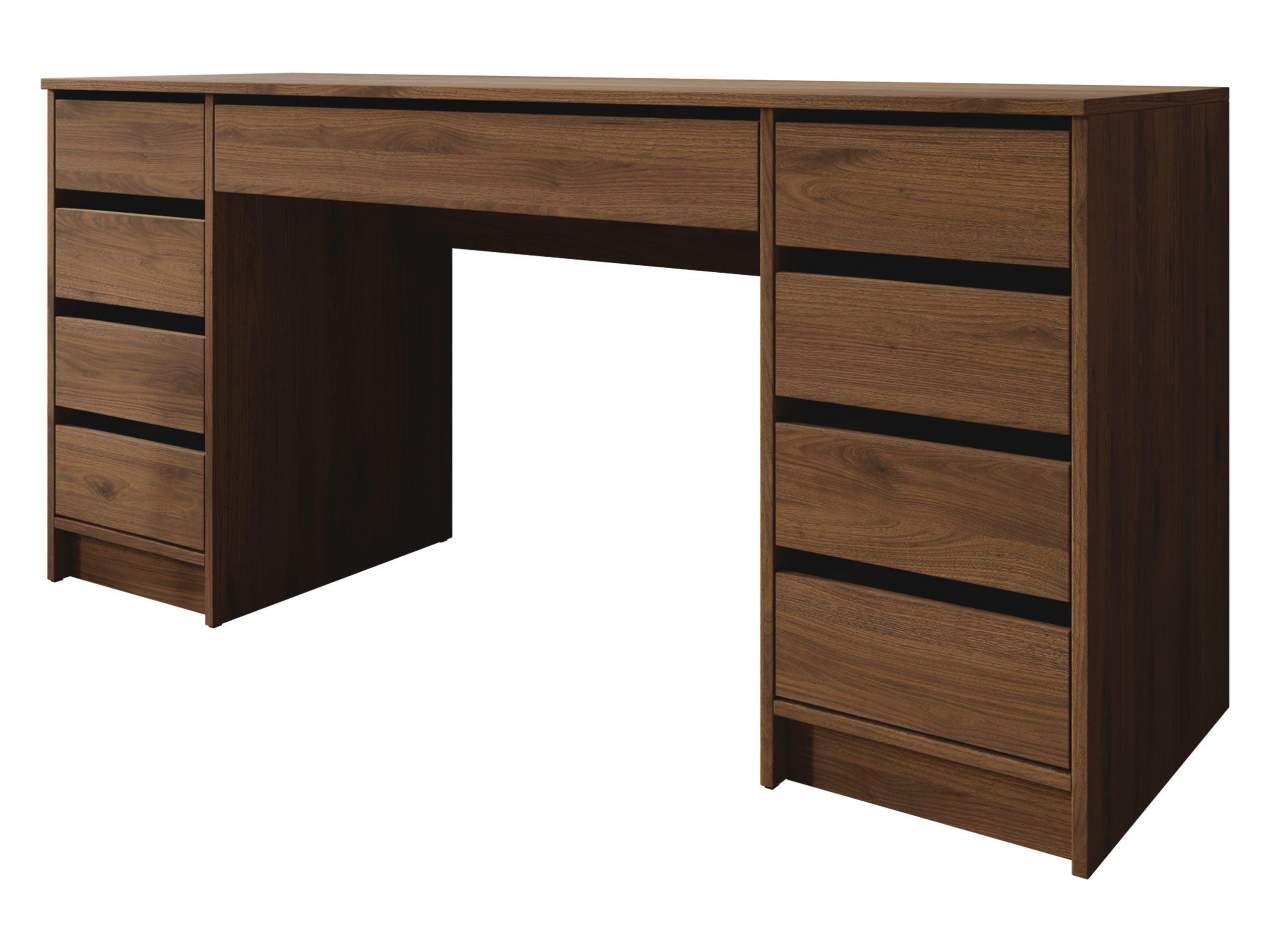 MIRJAN24 Schreibtisch Ada Bis (mit neun Schubladen), 154x55x76 cm, Schwarze Kunststofffüße, Schminktisch