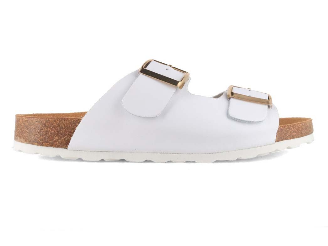 Tuffeln Leder-Sandalen 'Norderney' mit Korkfußbett Zweischnaller Pantolette Hausschuh mit gepolstertem Tieffussbett – Bild 3 von 5