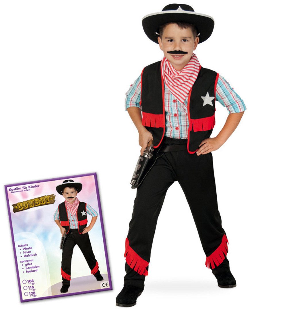 Fries Cowboy-Kostüm Kinder Cowboy Kostüm Set Weste Hose Halstuch Gr. 104 - 128 Karneval