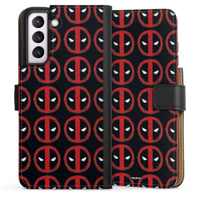 DeinDesign Handyhülle Deadpool Pattern Samsung Galaxy S21 FE Hülle Handy Flip Case Wallet Cover