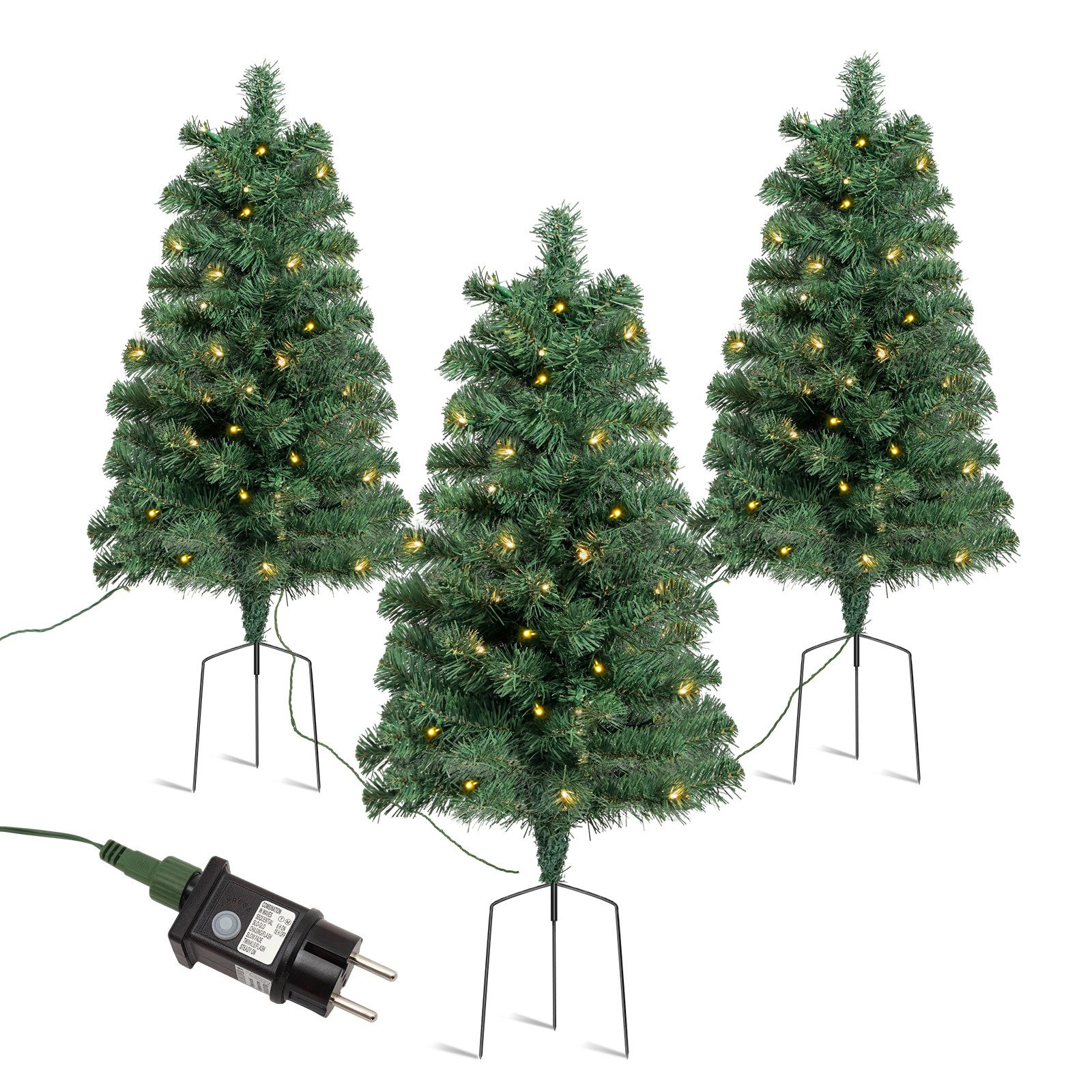 Salcar Künstlicher Weihnachtsbaum 3er Set LED Weihnachtsbaum mit Beleuchtun günstig online kaufen