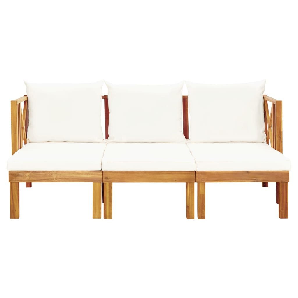 vidaXL Gartenbank 3-Sitzer-Gartenbank mit Kissen 179 cm Massivholz (1-St)