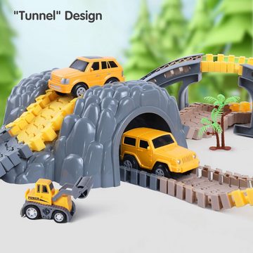 Brücke Autorennbahn Spielzeug Set Baufahrzeuge für Kinder, Flexible Trains Tracks, (Set), Flexible Trains Tracks Mit LKWs Elektroautos, Straßenrennen Spielset