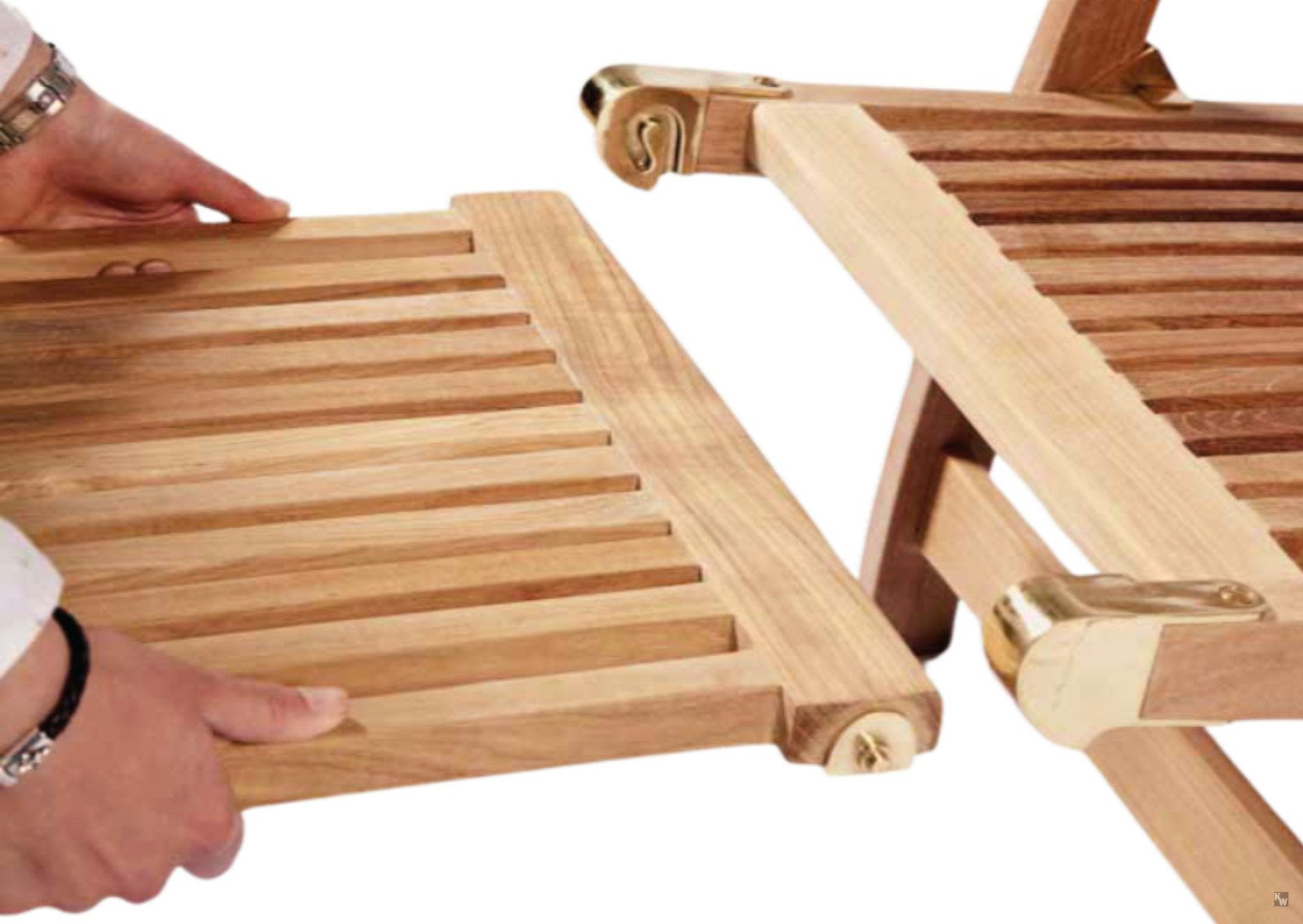 Kai Wiechmann Gartenliege Premium Teak Deckchair als wetterfester Liegestuhl, verstellbarer Teak Relaxsessel mit Fußablage