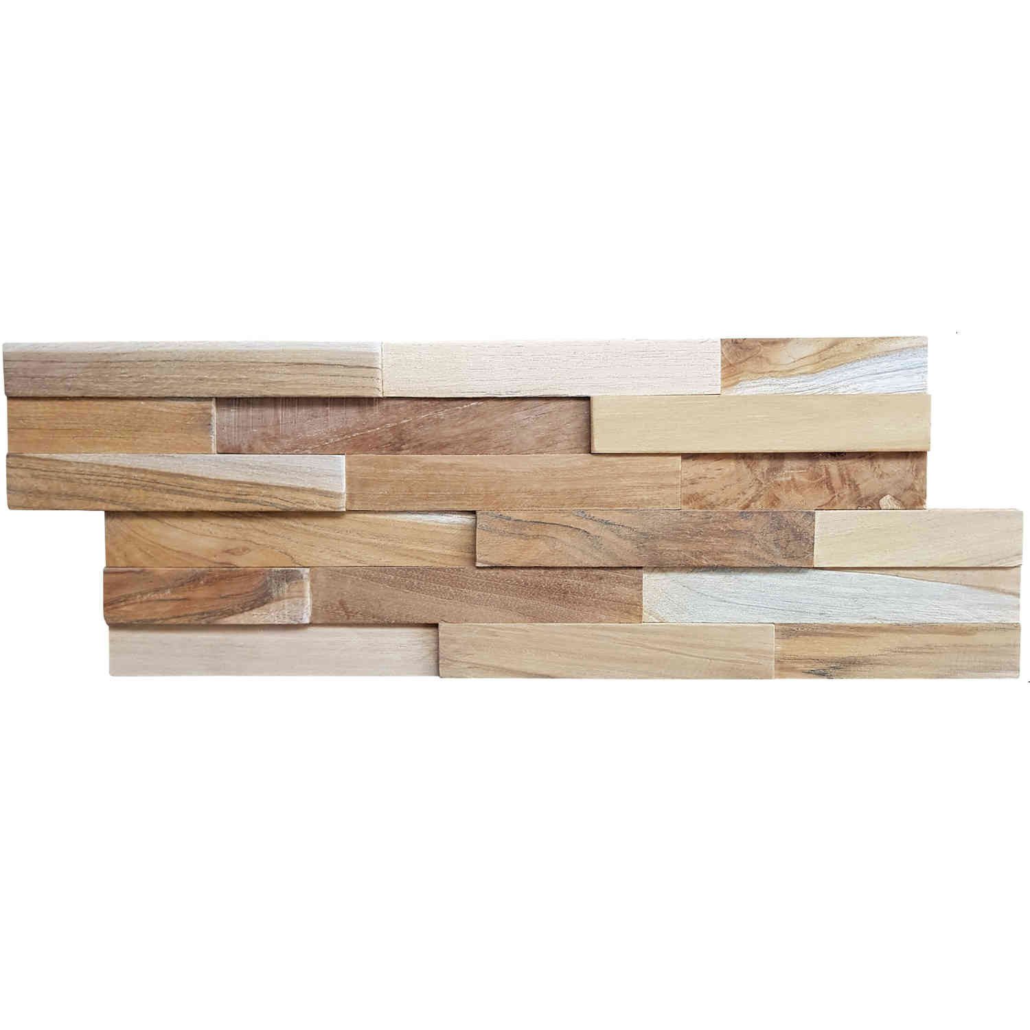 Casa Moro 3D Wandpaneel Holz Wandverkleidung Smooth Wave, BxL: 18,00x49,50 cm, 0,09 qm, (Teakholz, Handgefertigt) WE-004