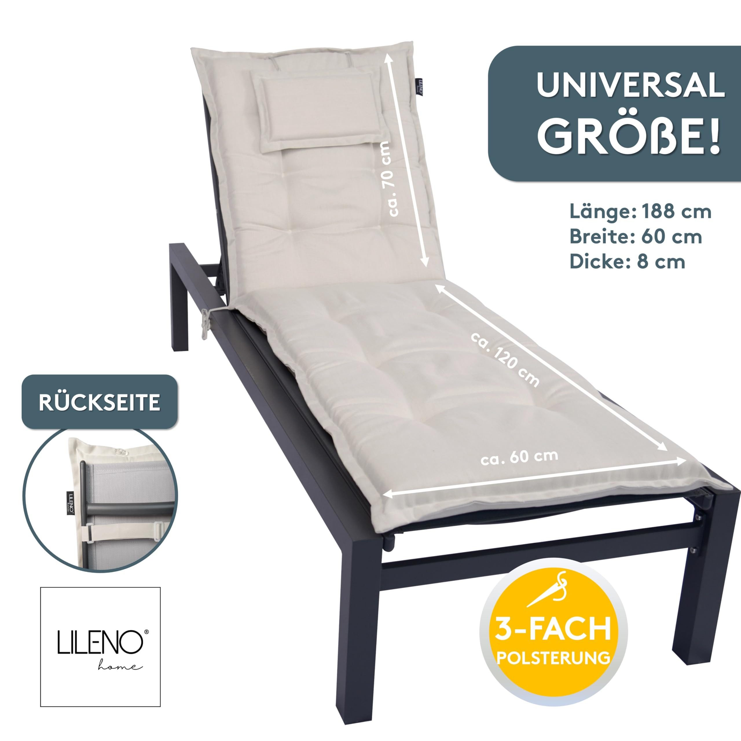 LILENO HOME Liegenauflage perfekt für Strandliegen, Sonnenliege Auflage, Gartenliege Auflage, (1er Set), Polsterauflage Natur Y, Auflagen für Gartenliegen