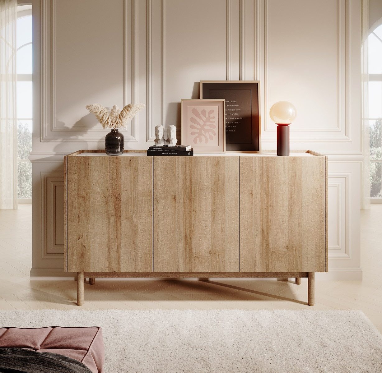 Compleo Kommode Skandinavisch design, Kommode auf hohen Beinen POP, Sideboard