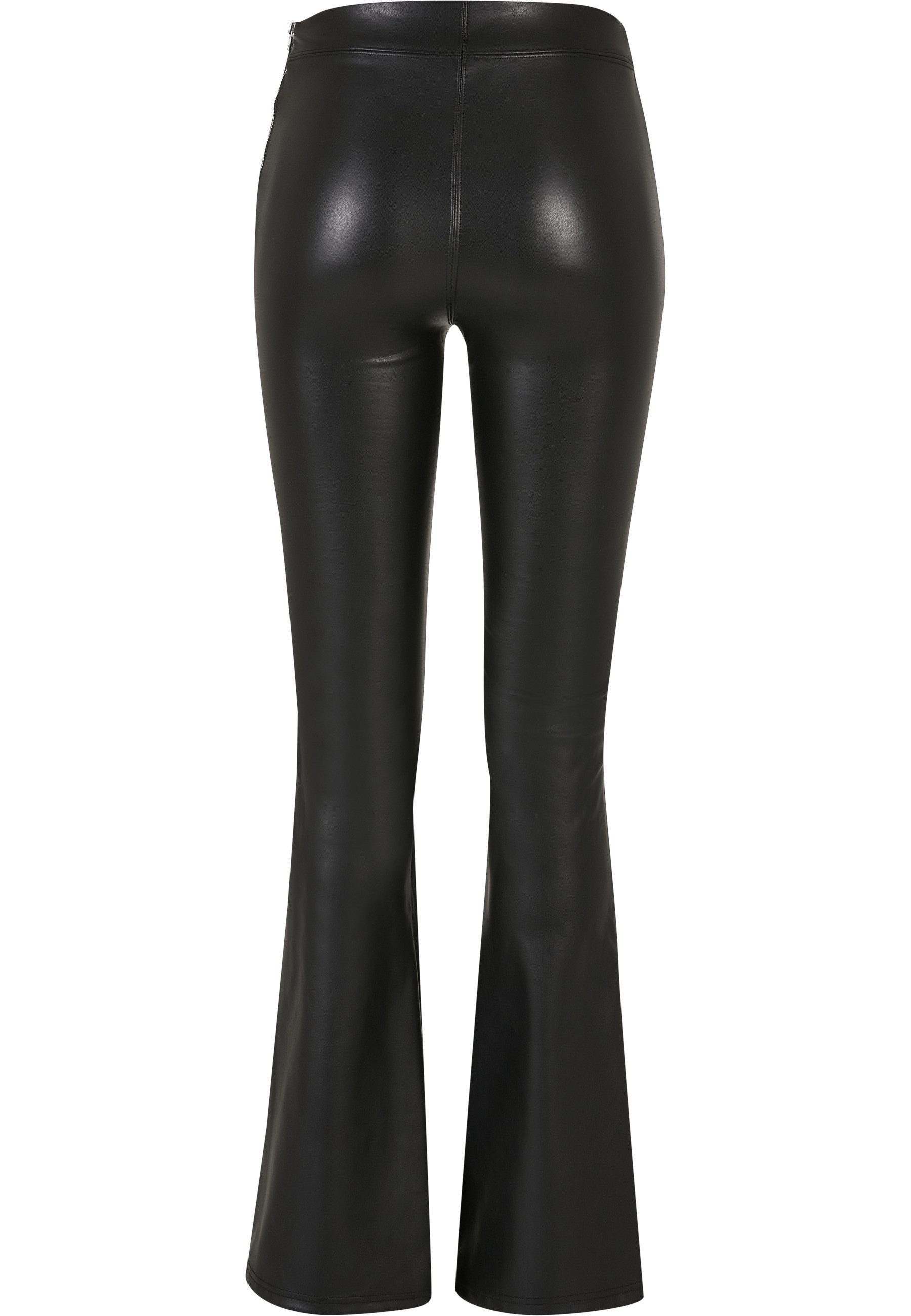URBAN CLASSICS Stoffhose Urban Classics Damen Ladies Synthetic Leather Flar günstig online kaufen