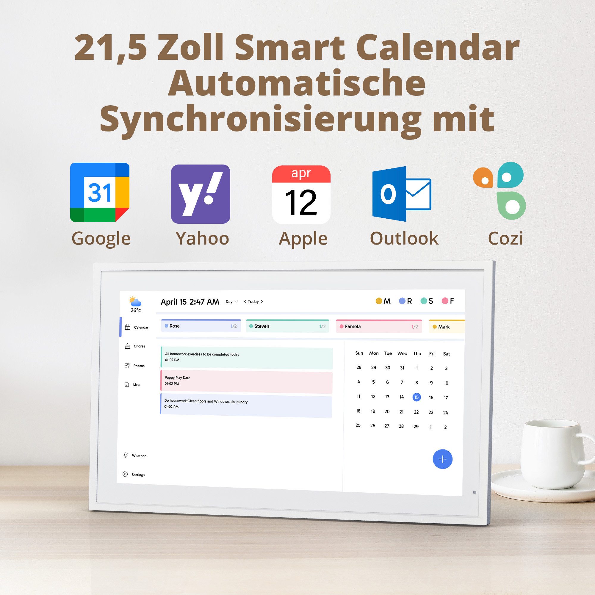 EKASN 21,5'' Digitaler Kalender mit Touchscreen Digitaler Bilderrahmen (54, günstig online kaufen