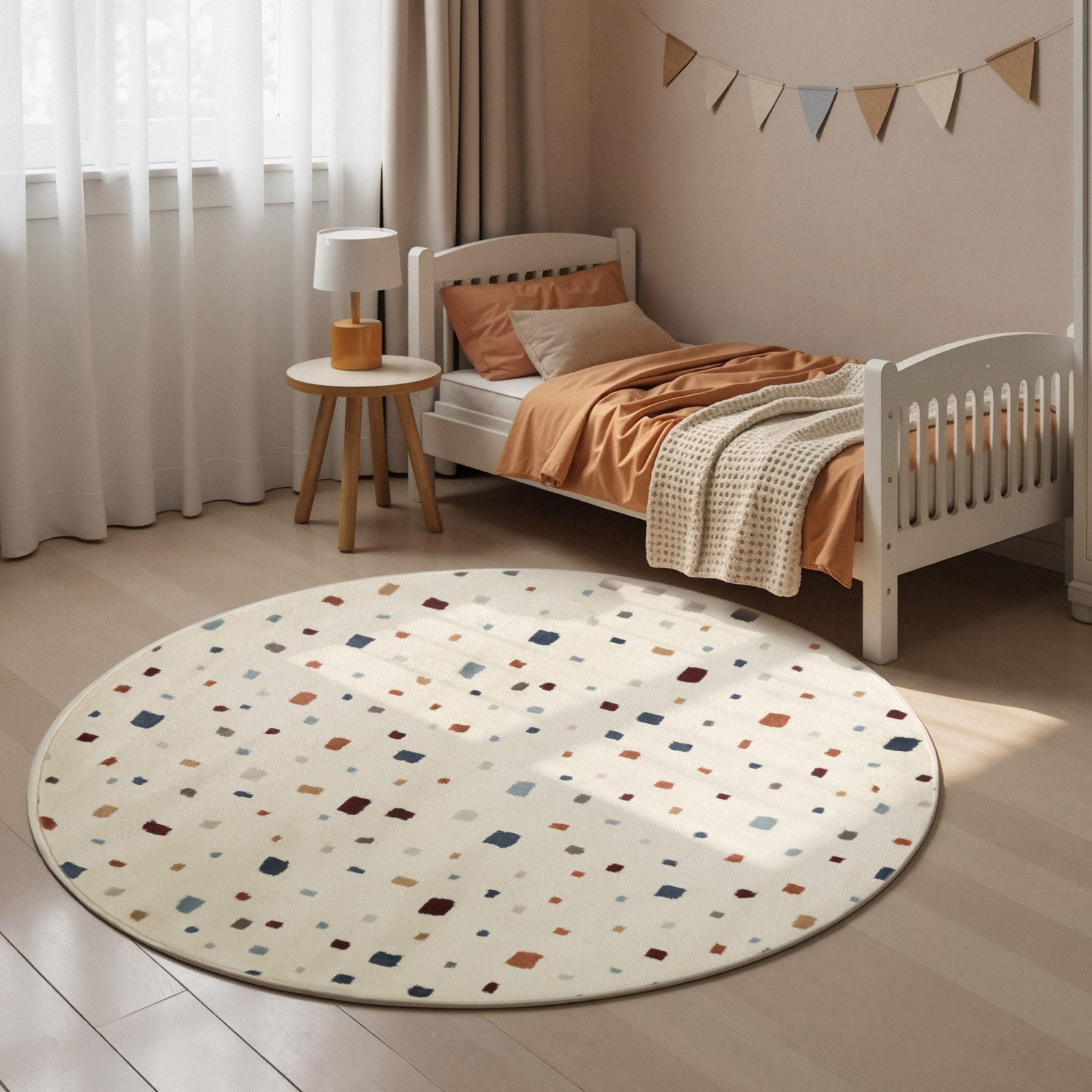 HANSE Home Kinderteppich Funny Squares, rund, Höhe: 10 mm, Pflegeleicht, Weich, Kinderzimmer, Spielteppich, Spielunterlage