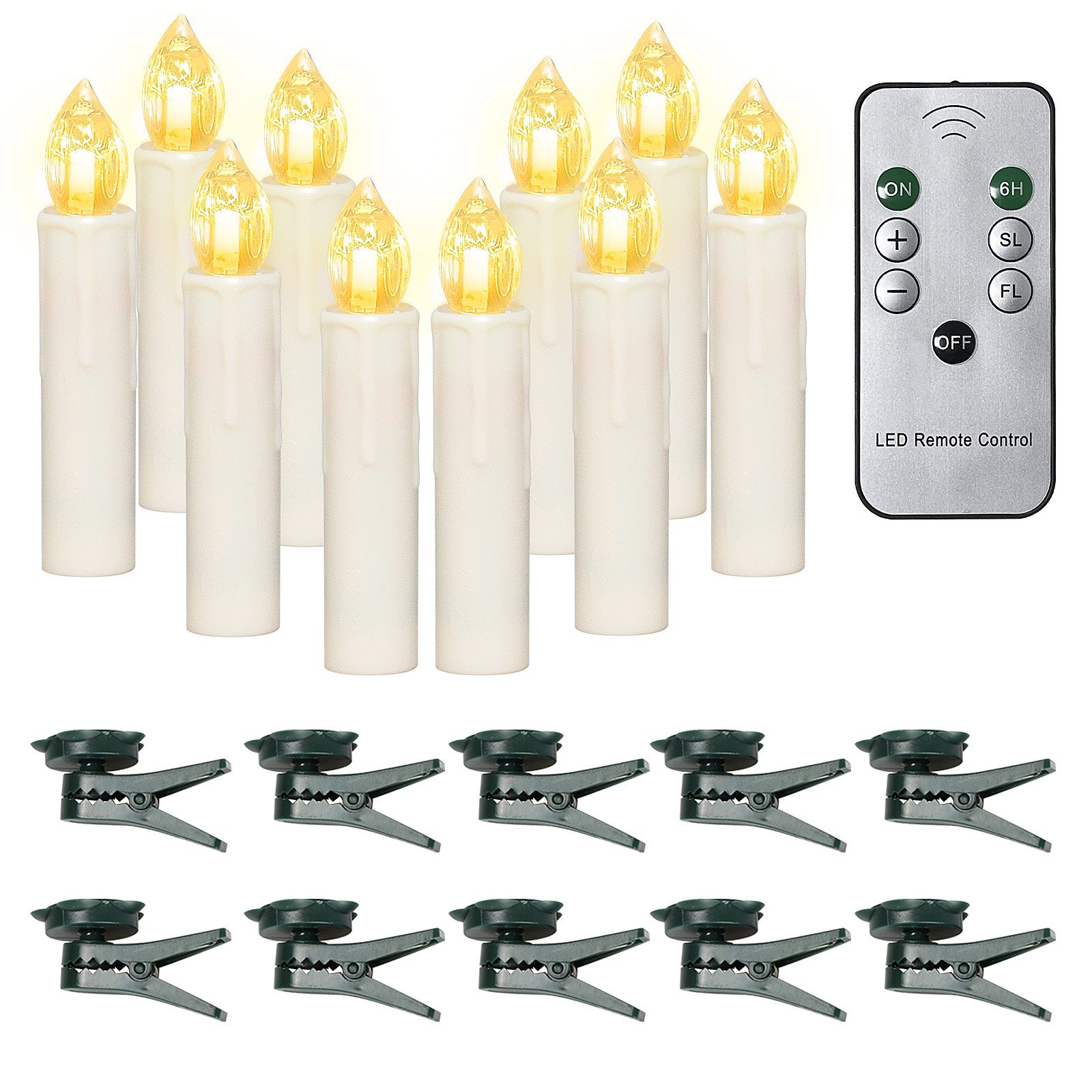 Gotoll LEDChristbaumkerzen 30er/10er, Weihnachtskerzen kabellos Weihnachtsbaum Kerzen