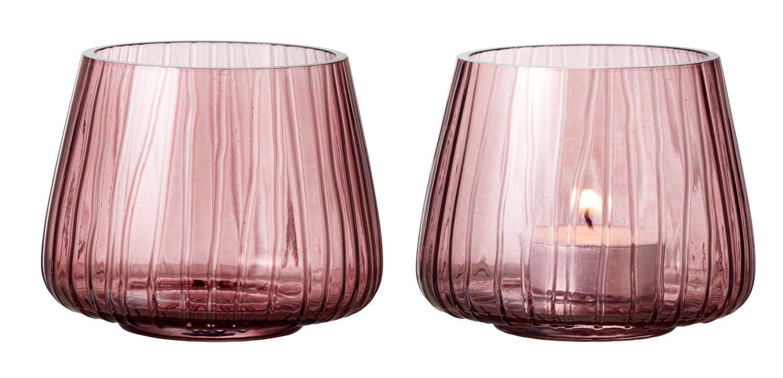 Bitz Teelichthalter Kusintha Teelichthalter pink 7,5 cm Set 2, Teelichthalter Kusintha 7,5 cm 2 Stck. Pink Glas