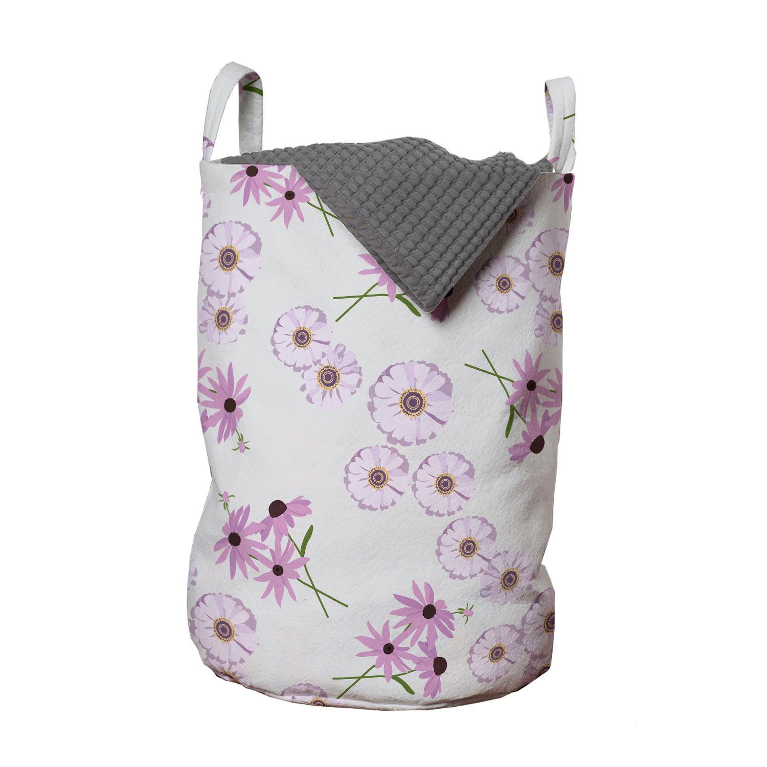Abakuhaus Wäschesäckchen Wäschekorb mit Griffen Kordelzugverschluss für Waschsalons, Sonnenhut Lilac Tone Flourishes