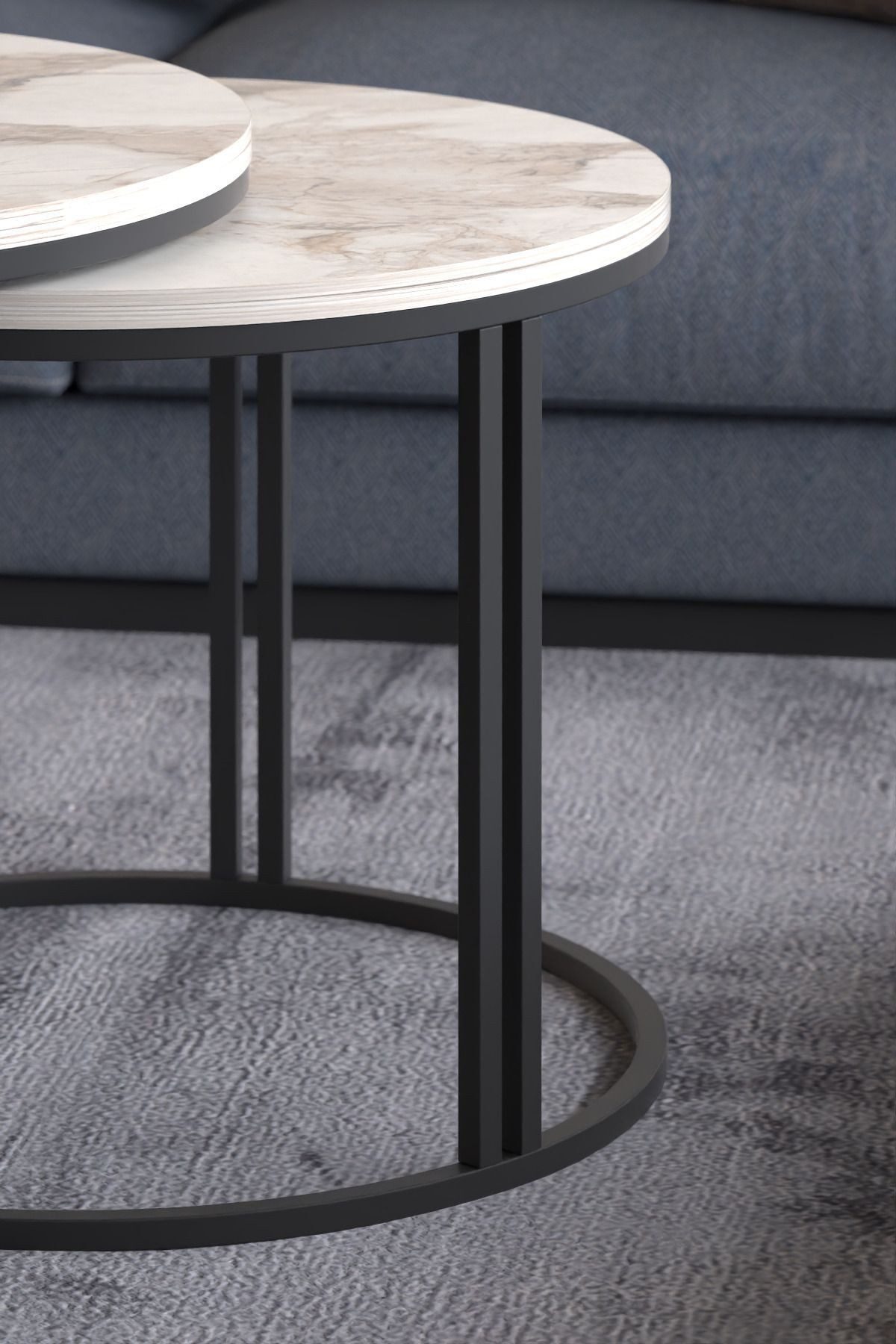 en.casa Couchtisch (3-St., Couchtisch + 2 Beistelltische), 3-teiliges Set, oval, modern 89322070