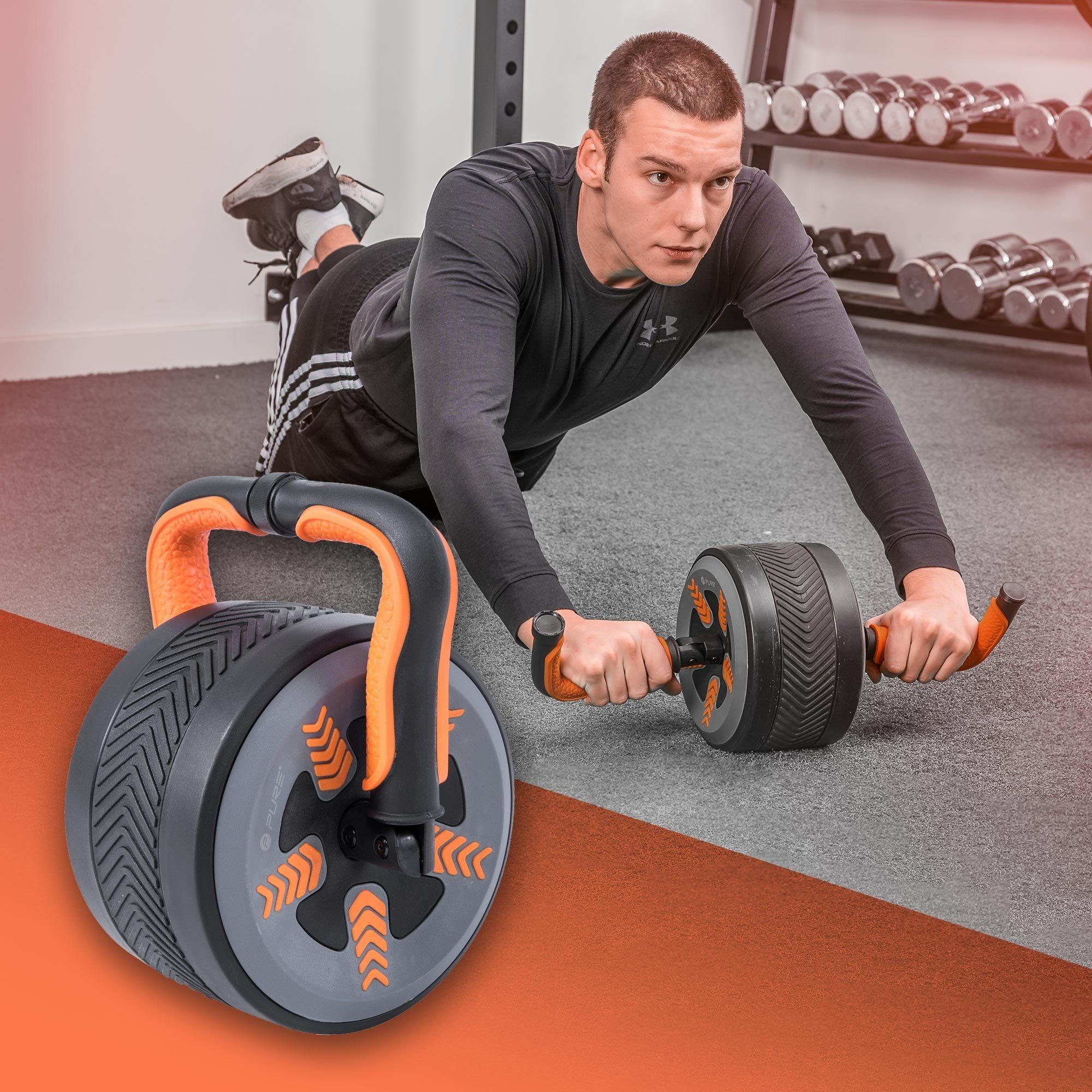 Pure 2 Multifunktions-Bauchrad, Improve 3kg Bauchmuskeln, 2in1 AB-Roller Fitness Bauchroller Bauchtrainer/Kettlebell für 2in1