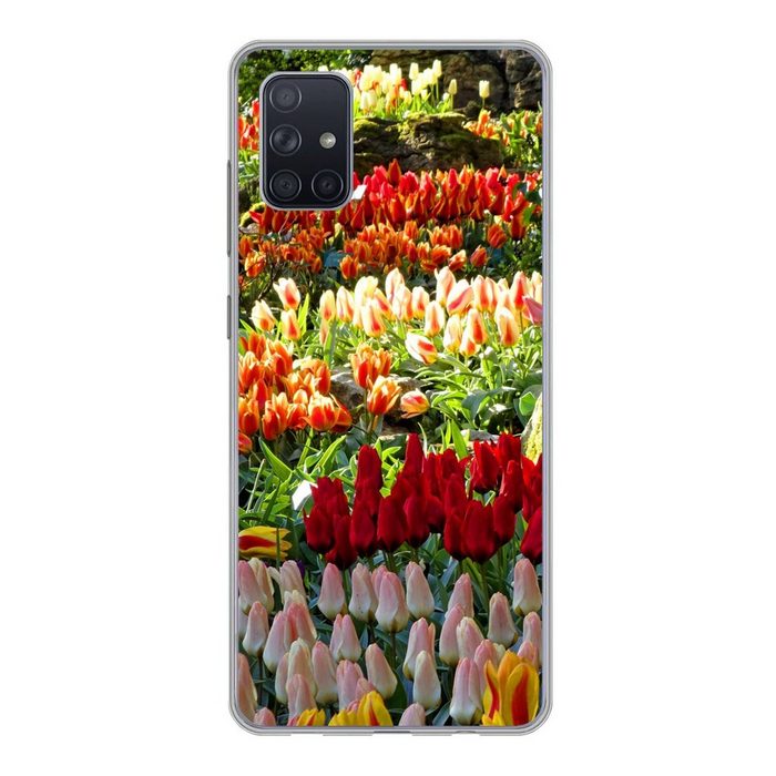 MuchoWow Handyhülle Bunte Tulpen auf dem Keukenhof in den Niederlanden Phone Case Handyhülle Samsung Galaxy A71 Silikon Schutzhülle