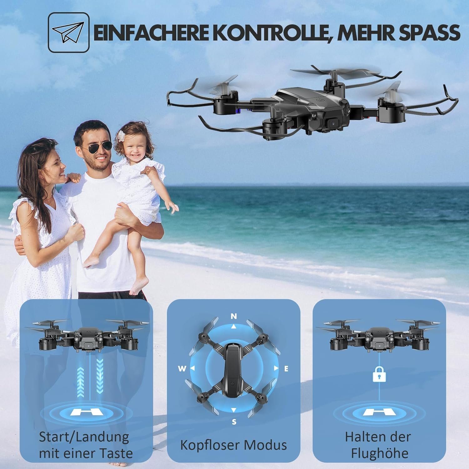 MAETOT Drohne (Quadcopter für Jungenspielzeug) Kinder Anfänger Erwachsene Geschenke