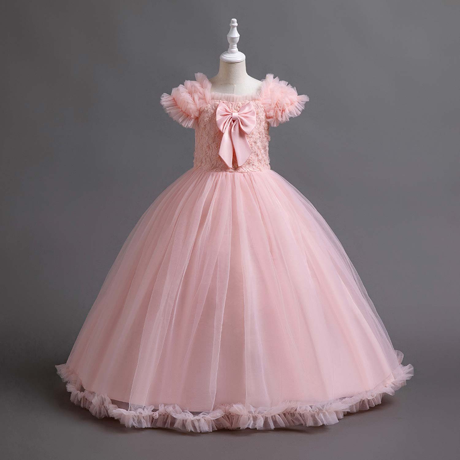 Daisred Ballkleid Rosa Abendkleider Tüllkleid Kinderkleider Prinzessinnenkleider