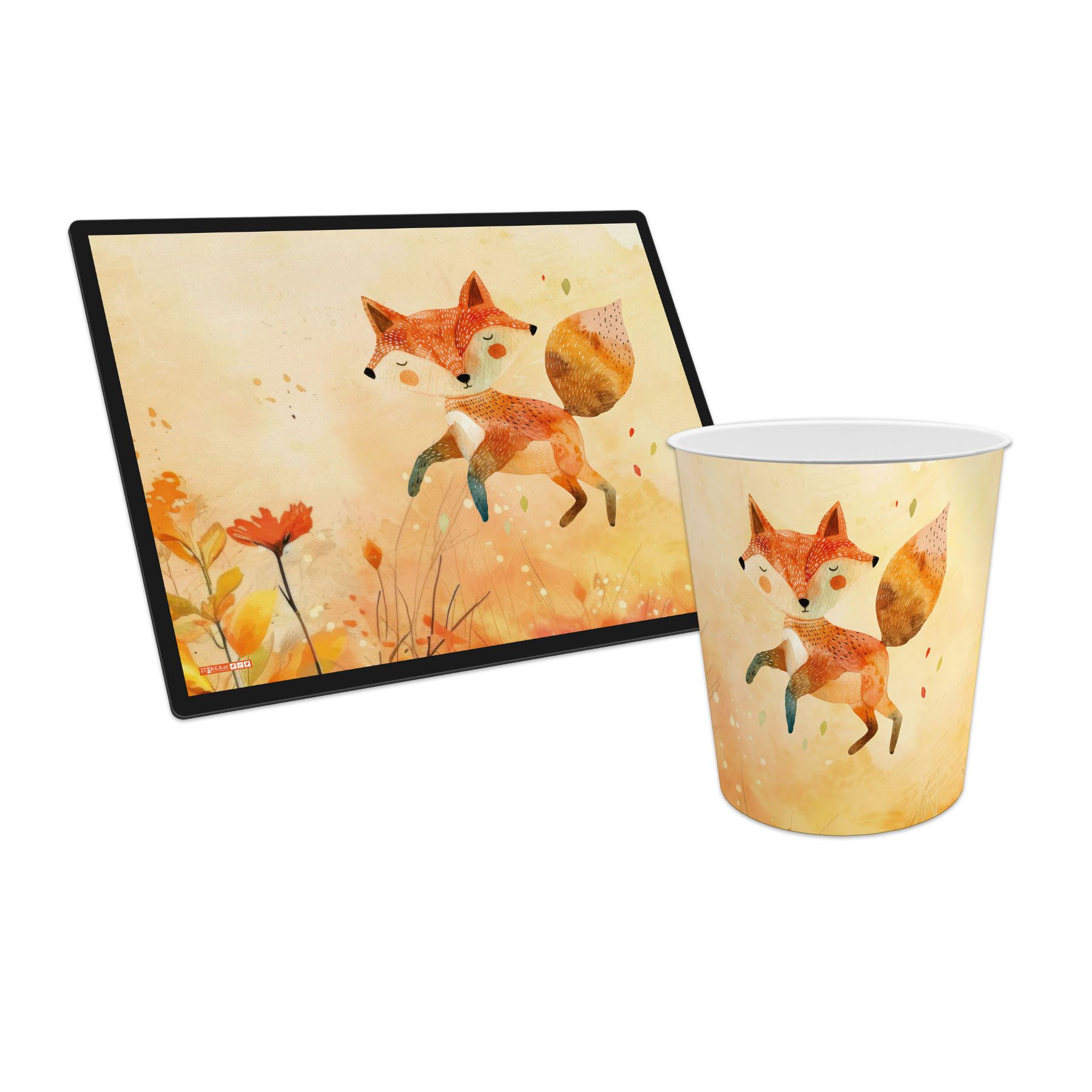 itenga Papierkorb itenga Papierkorb mit Schreibunterlage Motiv FUCHS Set