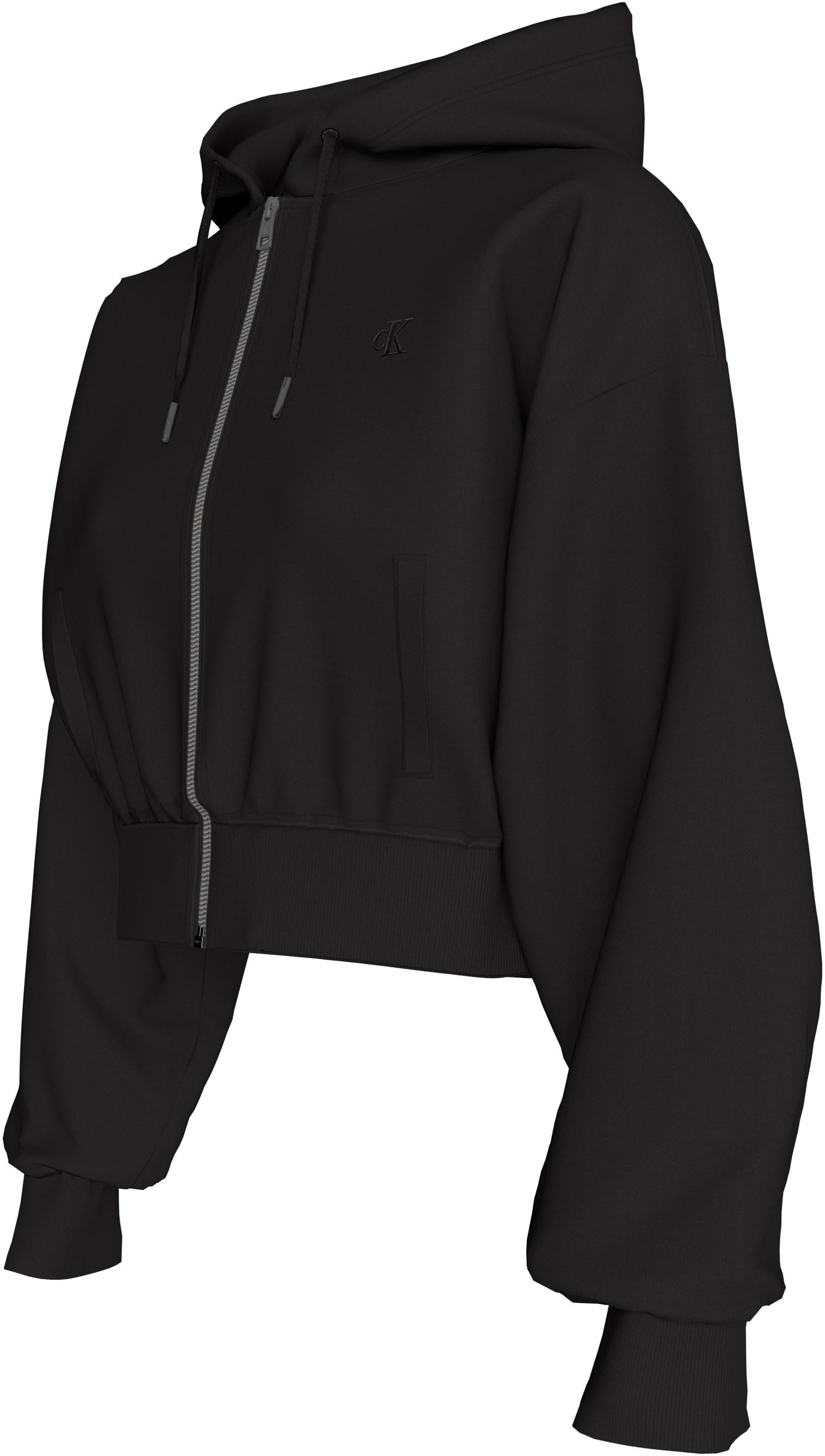 Calvin Klein Jeans Sweatjacke LS MONOGRAM TERRY CROP RELAXED F Regular fit mit Kapuze mit Kordelzug