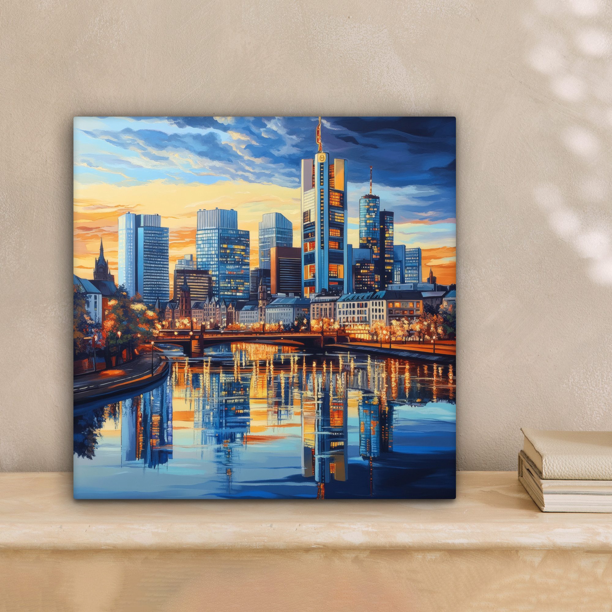 OneMillionCanvasses® Leinwandbild Sonnenuntergang Frankfurt - Stadt - Skyli günstig online kaufen