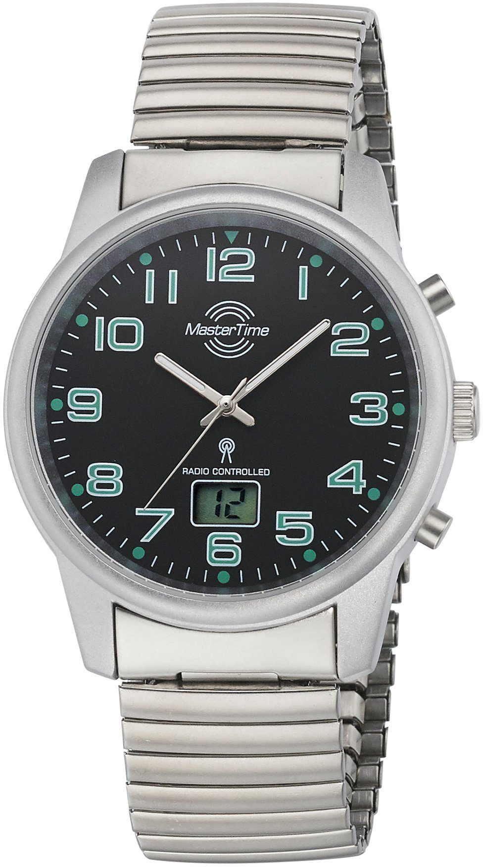 MASTER TIME Funkuhr Basic MTGA-10763-22Z, Armbanduhr, Quarzuhr, Herren, Datum, Leuchtzeiger, Flexband, Zugband