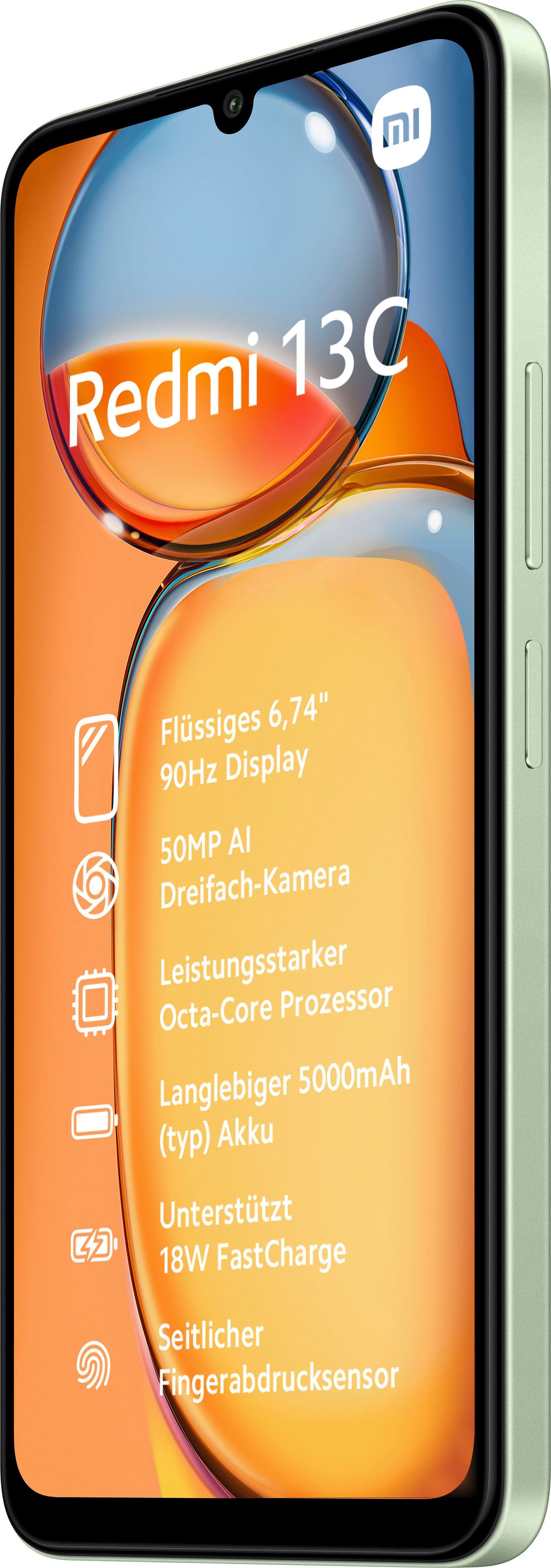 Xiaomi Redmi 13C 8GB+256GB Kamera) Smartphone Zoll, Hellgrün 50 cm/6,74 MP Speicherplatz, GB 256 (17,1