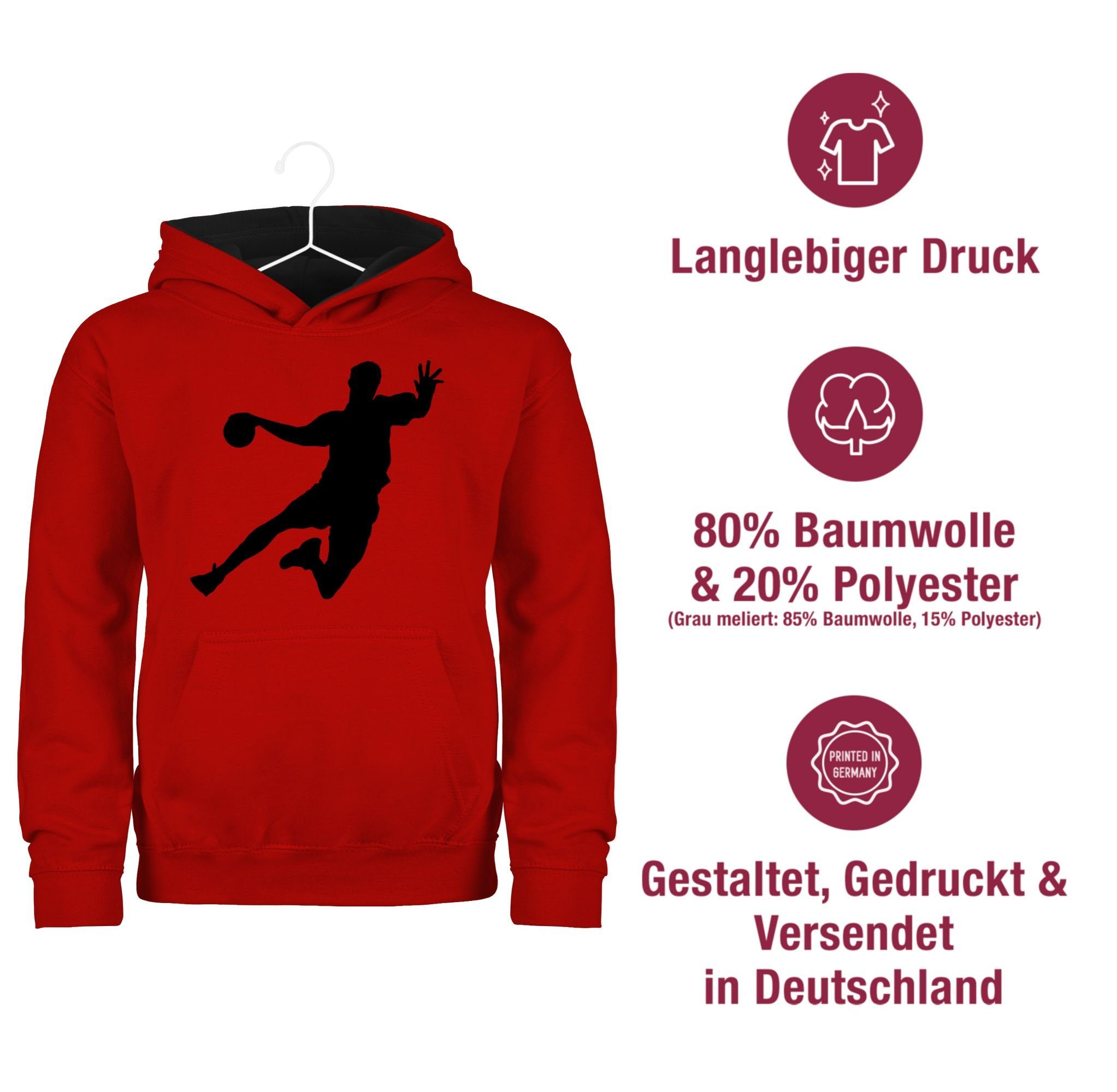 1 Hoodie Rot/Schwarz Kleidung Handballer Kinder Shirtracer Sport
