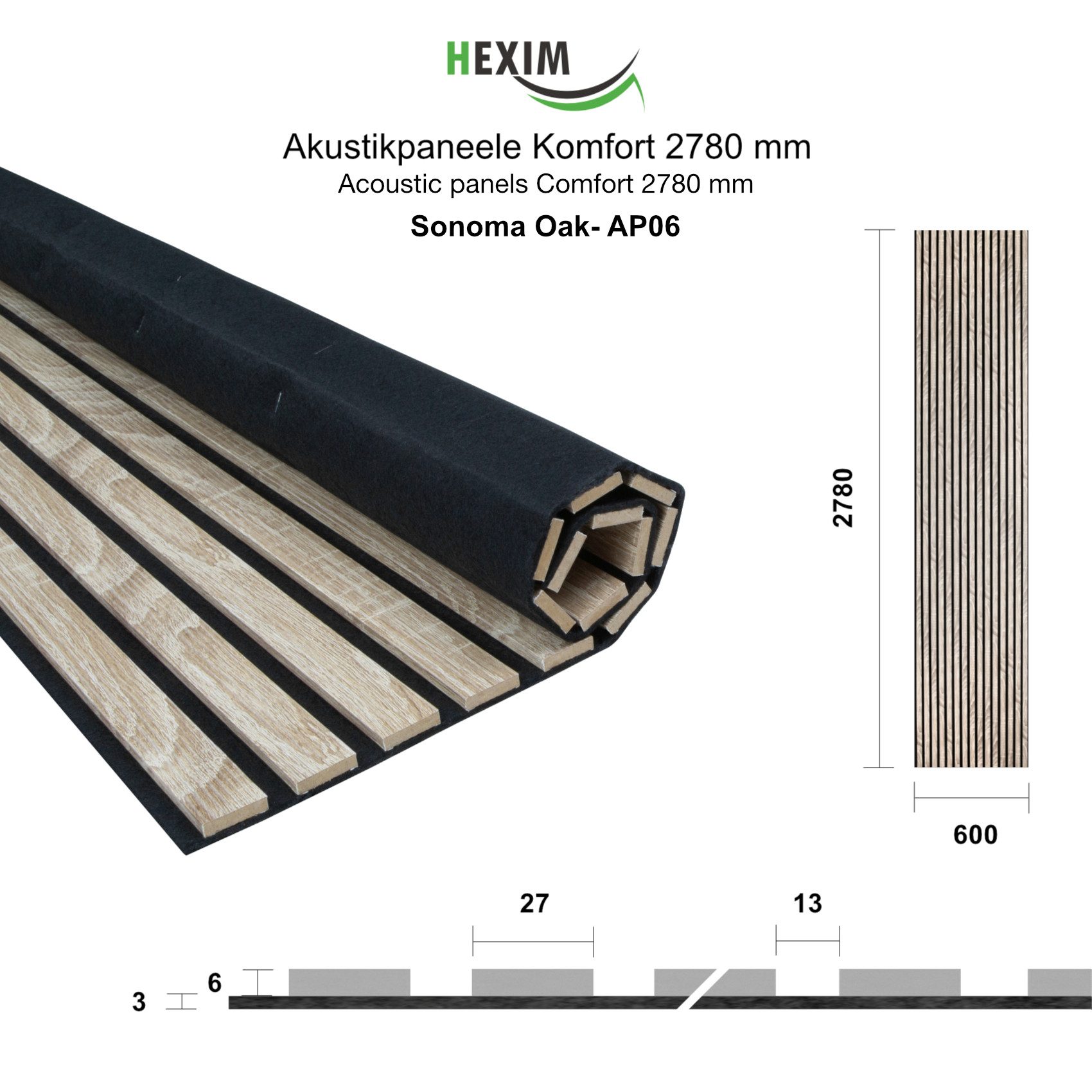 Hexim Wanddekoobjekt AP06 (Akustikpaneele 278x60cm - günstig online kaufen