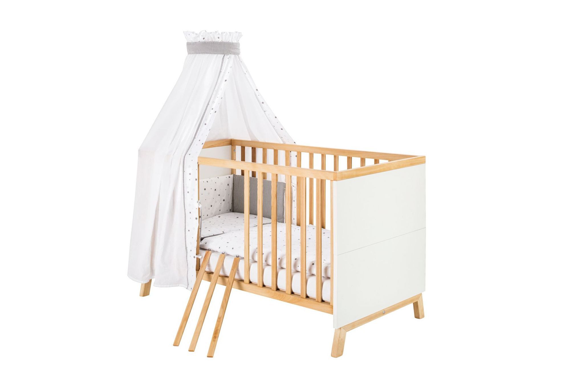 Schardt Babybett Schardt Miami White Kombi-Kinderbett 70x140 cm, Made in Germany