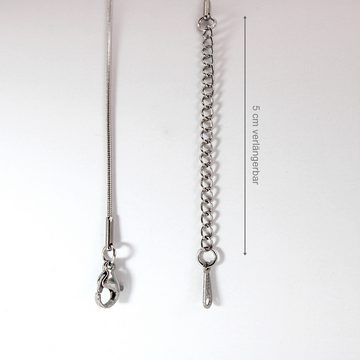ELLAWIL Kette mit Anhänger Halskette mit Schneekristall Anhänger Edelstahlkette Schlangenkette (Kettenlänge 40 cm, verlängerbar um 5 cm, Edelstahl), inklusive Geschenkschachtel