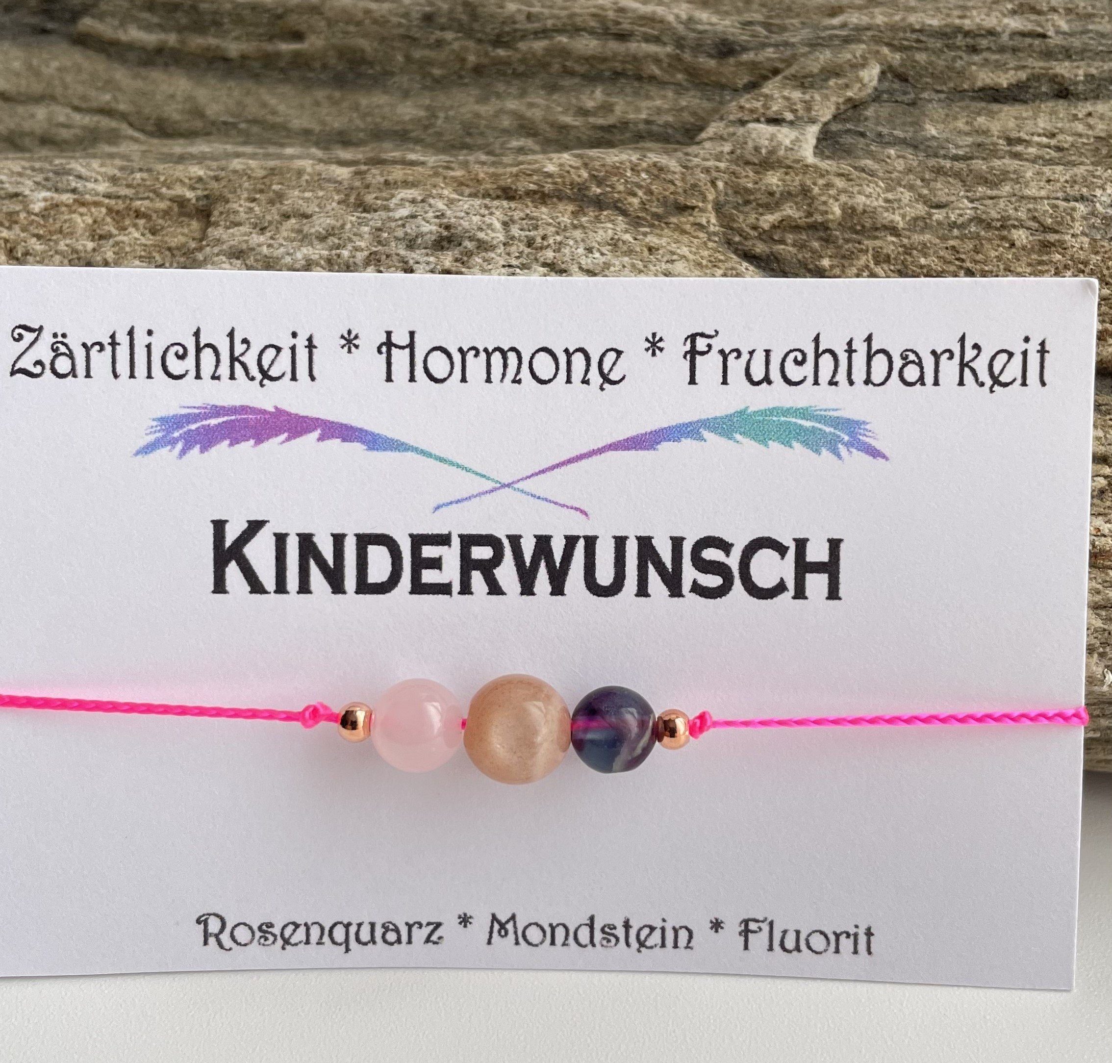 Wandtattoodesign Armband Edelstein Armband Kinderwunsch, Rosenquarz Mondstein Fluorit (1-tlg)