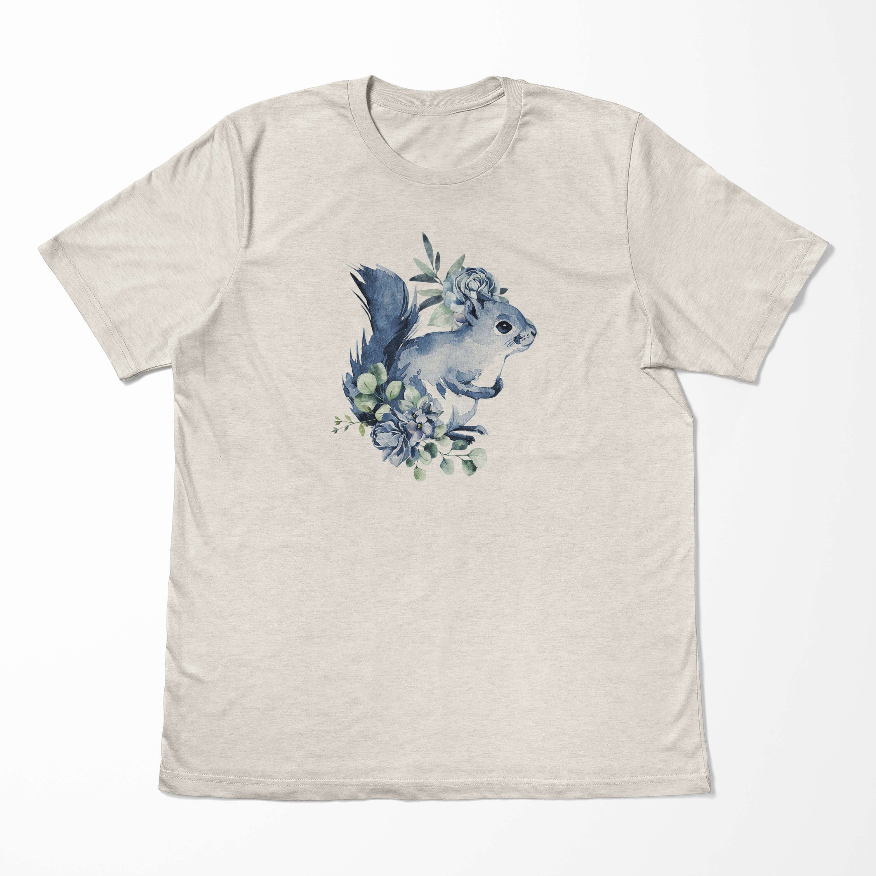 100% Shirt Sinus Eichhörnchen Ökomode T-Shirt Nachhaltig gekämmte Aquarell Bio-Baumwolle Art T-Shirt (1-tlg) Motiv Herren aus