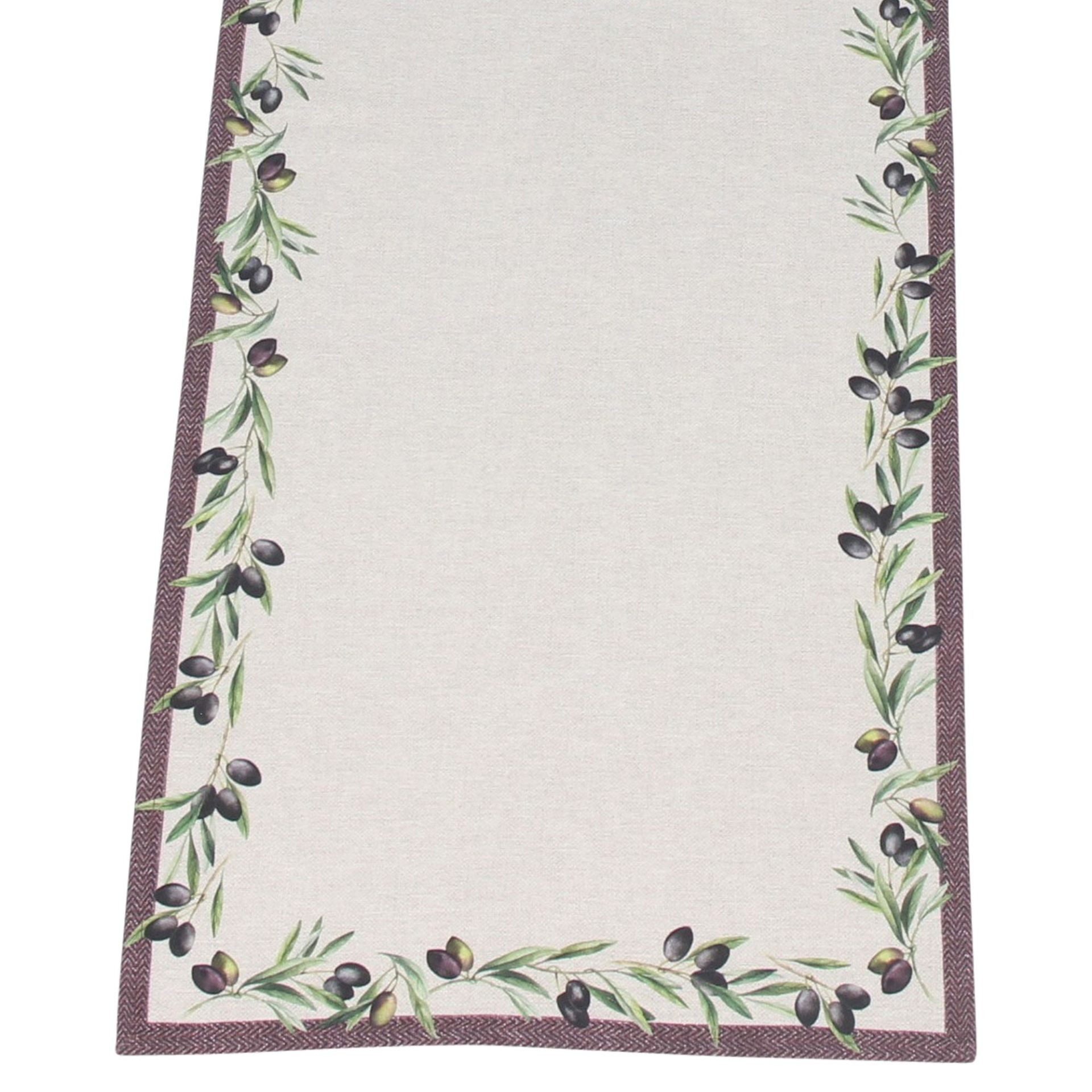 Home-trends24.de Tischläufer mediterran Olive Tischläufer Tischdecke Deko 140 x 40 cm