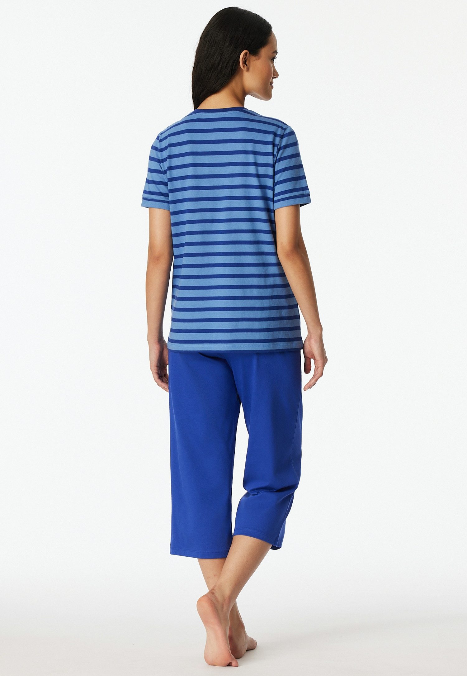 Schiesser Schlafanzug Casual Essentials mit modisch umgeschlagenen Ärmeln