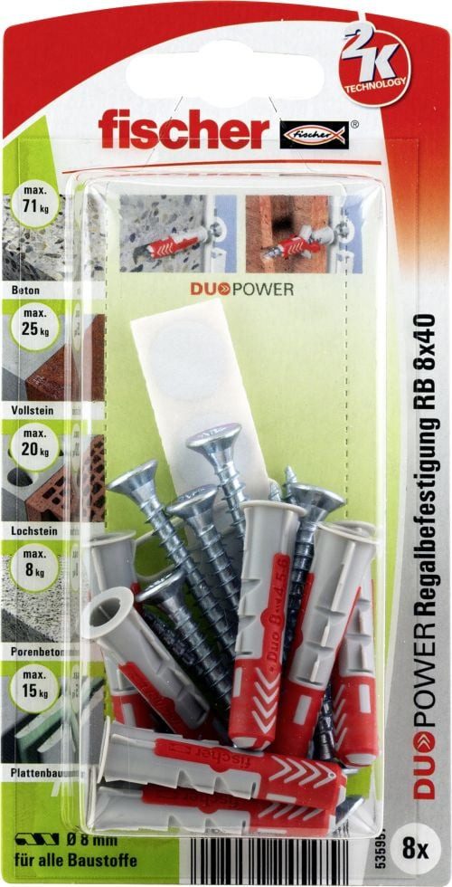 fischer Schrauben- und Dübel-Set Fischer Dübel-Set Duopower 8.0 x 40 mm - 8 Stück