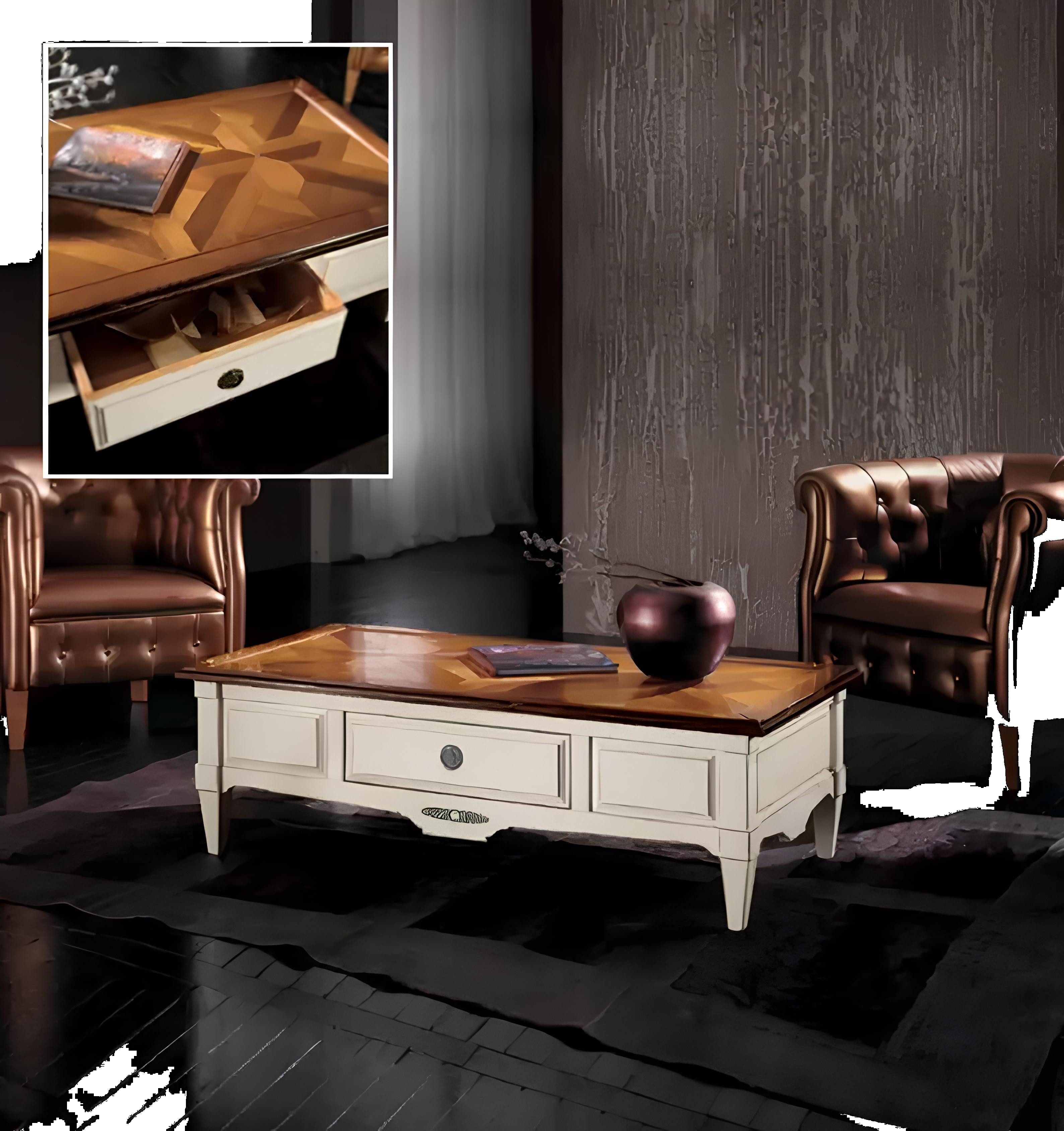 Xlmoebel Couchtisch Eleganter Wohnzimmertisch aus hochwertigem Holz in Weiß (Packung, 1-St., Couchtisch), Hergestellt in Europa
