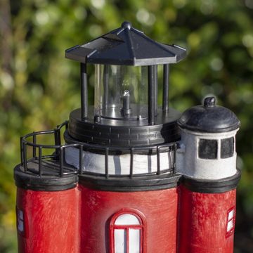 colourliving Gartenfigur Leuchtturm Roter Sand Solar 80 cm blinkend Solar, (Maritime Dekoration), 80 cm, Dämmerungssensor, blinkendes Leuchtfeuer