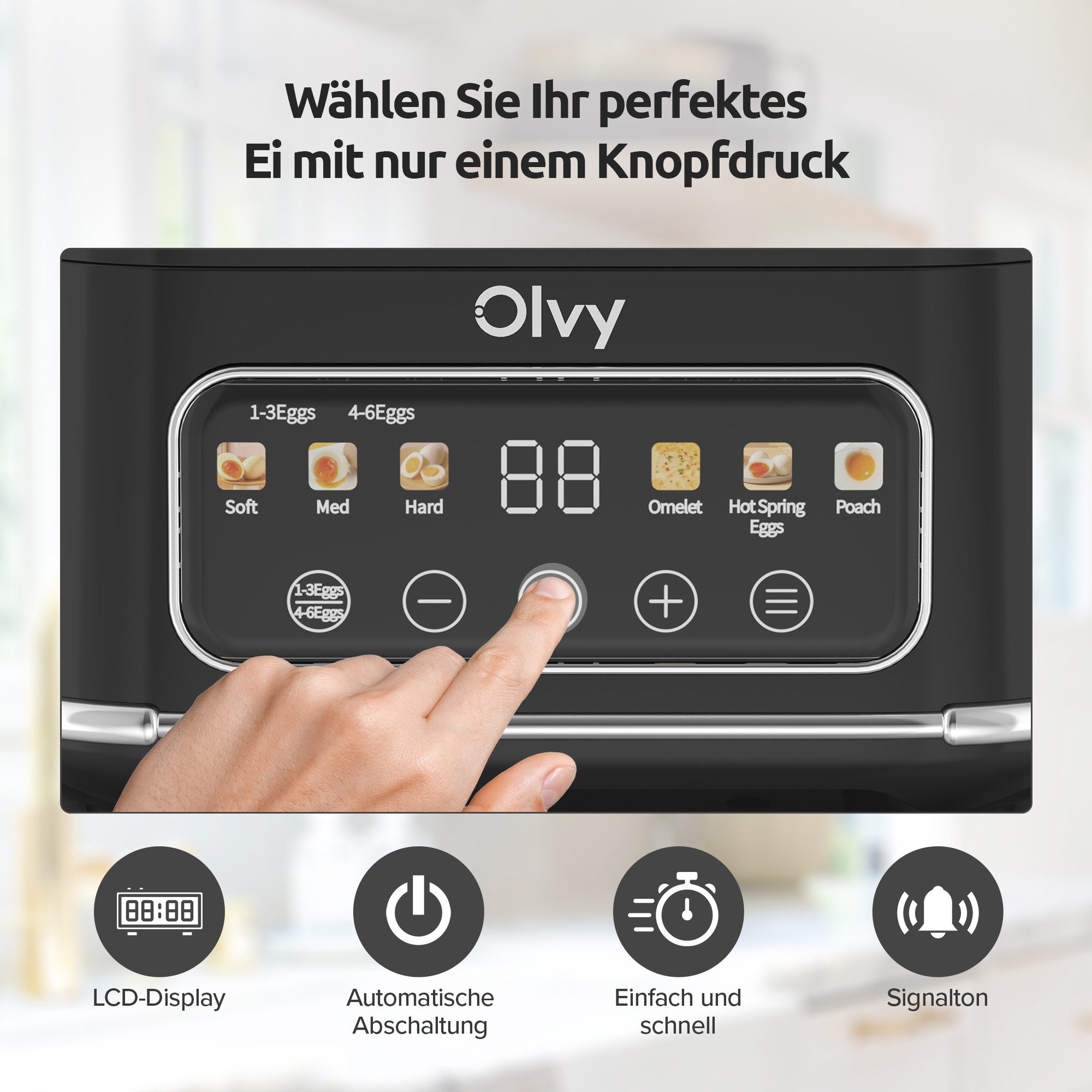 Olvy Eierkocher Olvy Eierkocher für 1-6 Eier mit Omelett