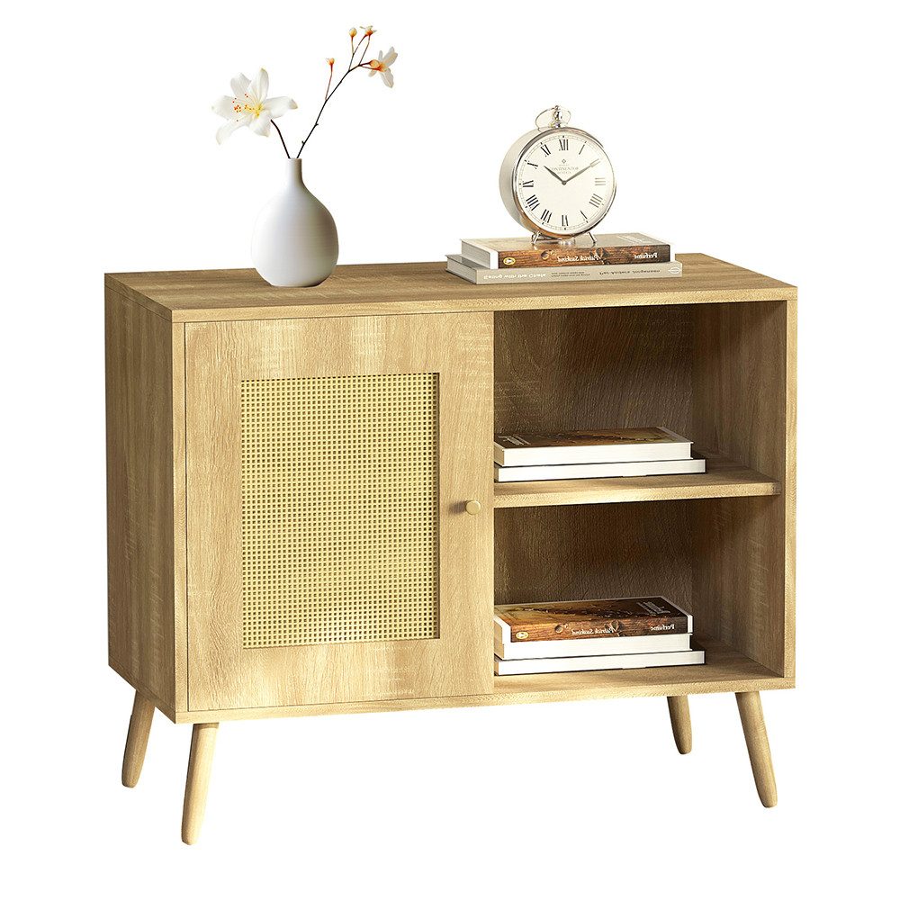 WAOHO Sideboard Standschrank, Kommode, Dekorativer Schrank Rattantür Sidebo günstig online kaufen