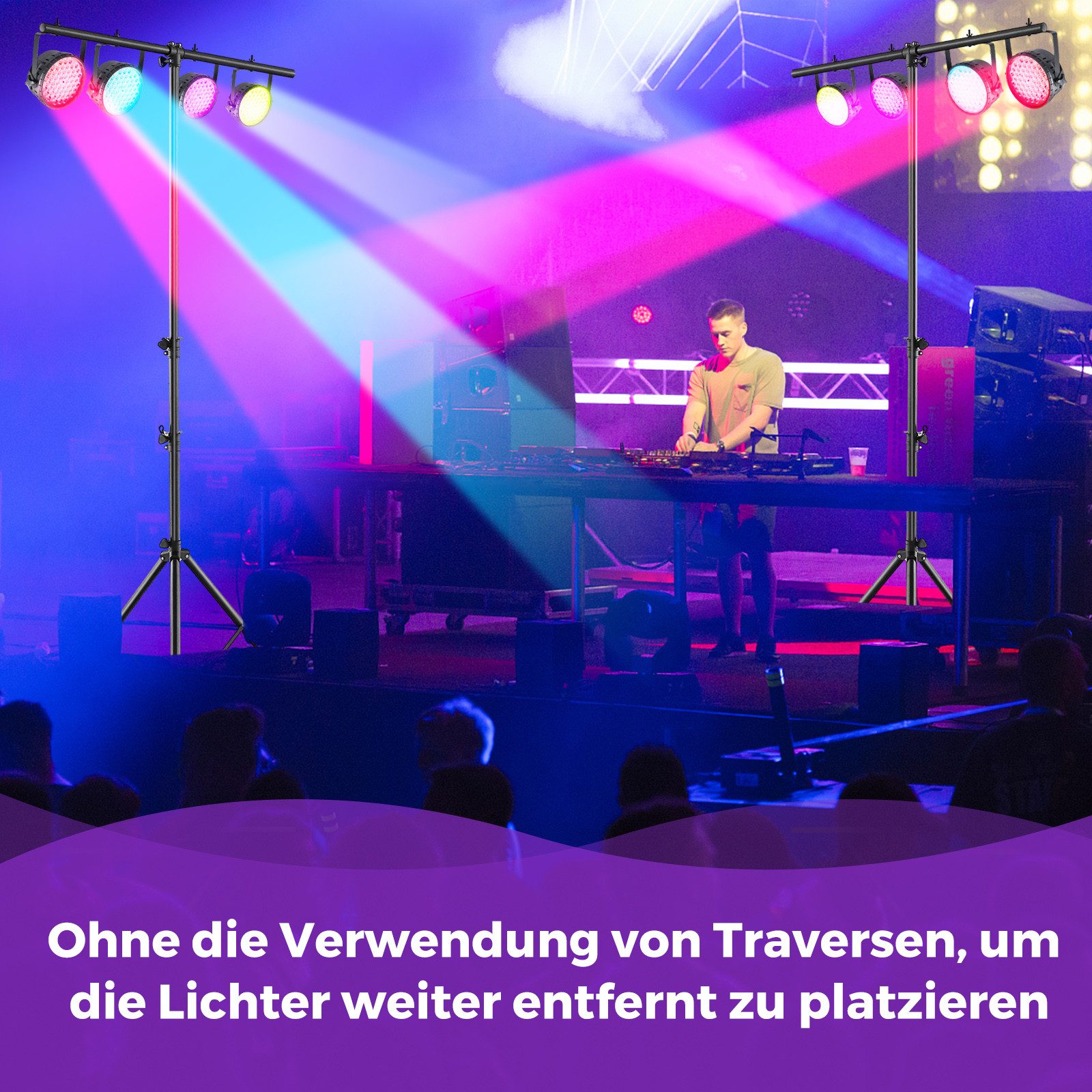 KOMFOTTEU Lampenstativ (Beleuchtungsstativ aus Metall, höhenverstellbarer Lichtstativ) – Bild 3 von 5