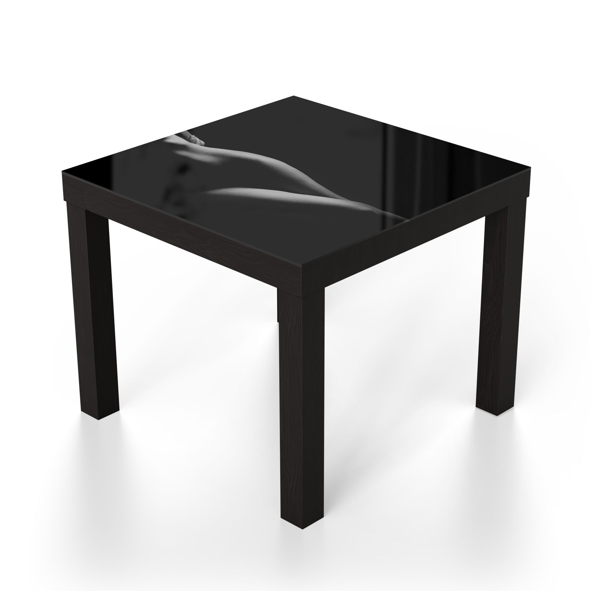 'Weibliche Beistelltisch DEQORI Couchtisch Glastisch Kurven', Schwarz Glas modern