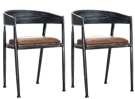 CLP Küchenstuhl »Belvedere, Holz« (2er Set), Metallgestell, gepolstert