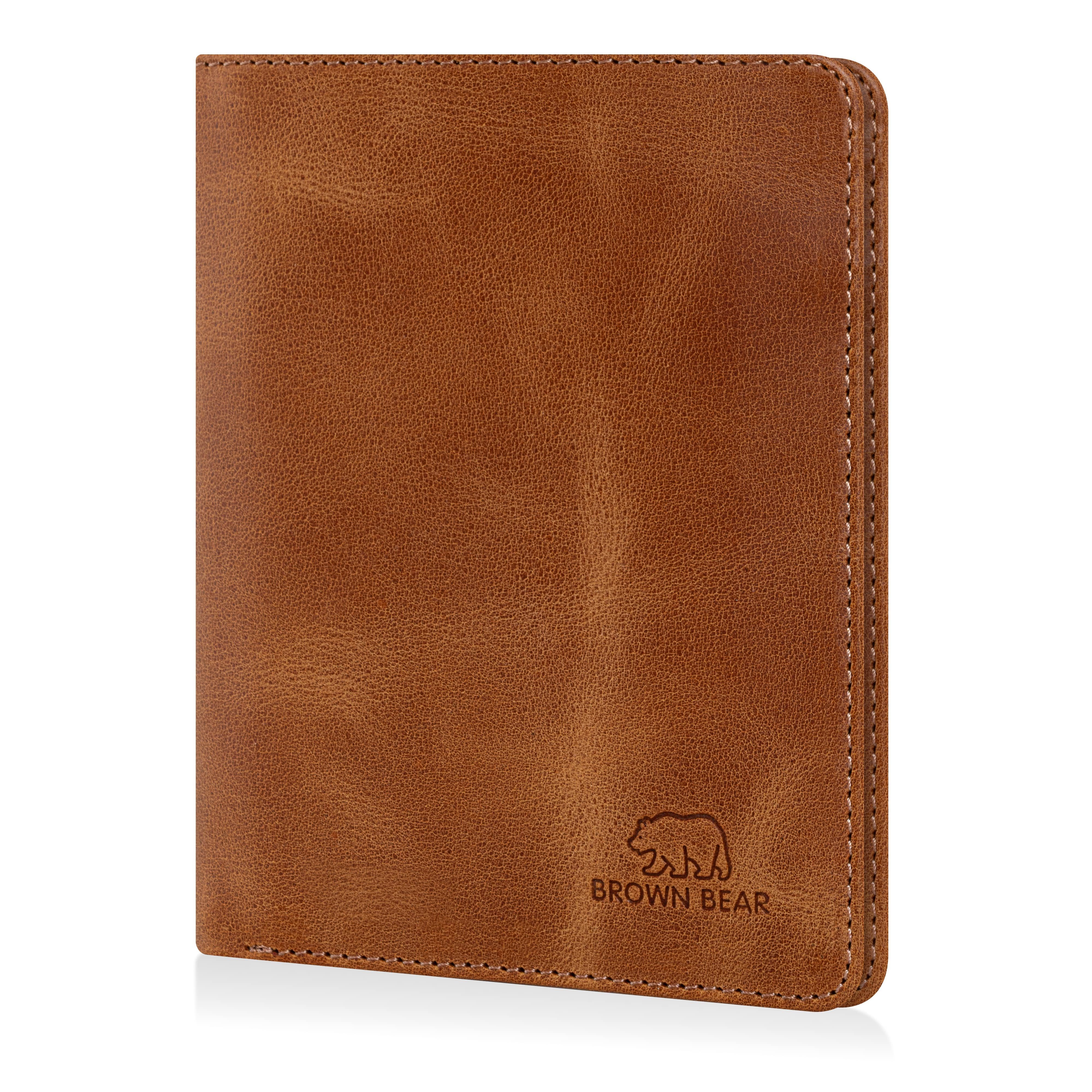 Brown Bear Geldbörse Classic 8015 mit 9 Kartenfächern und RFID-Schutz, aus Echtleder Farbe Cognac Vintage